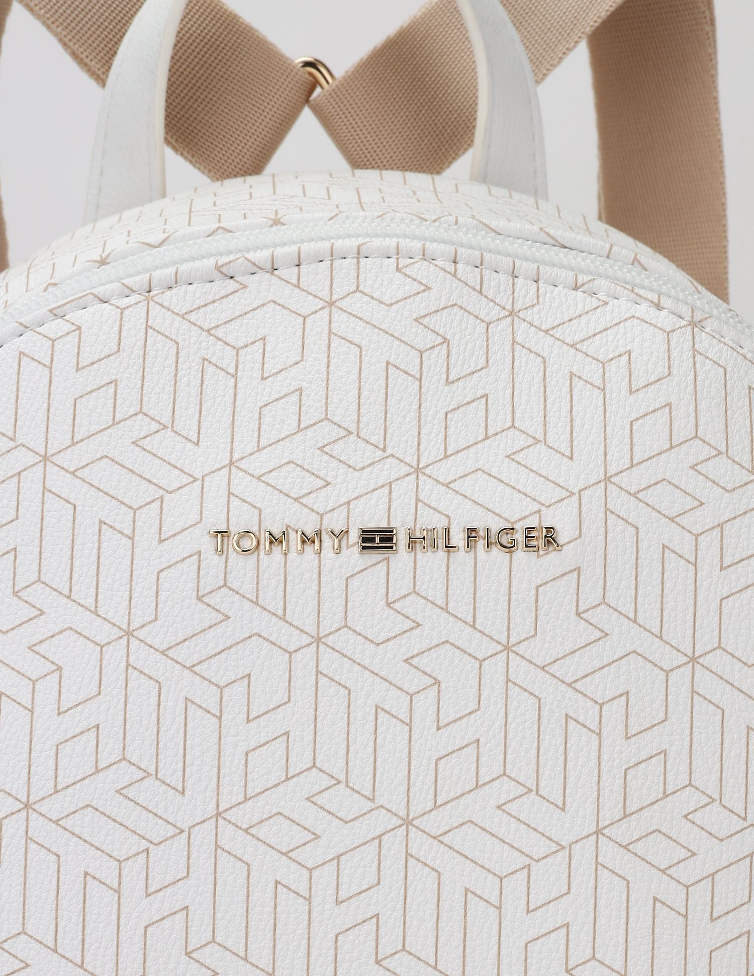 Tommy Hilfiger Logo Beige Pu Backpack