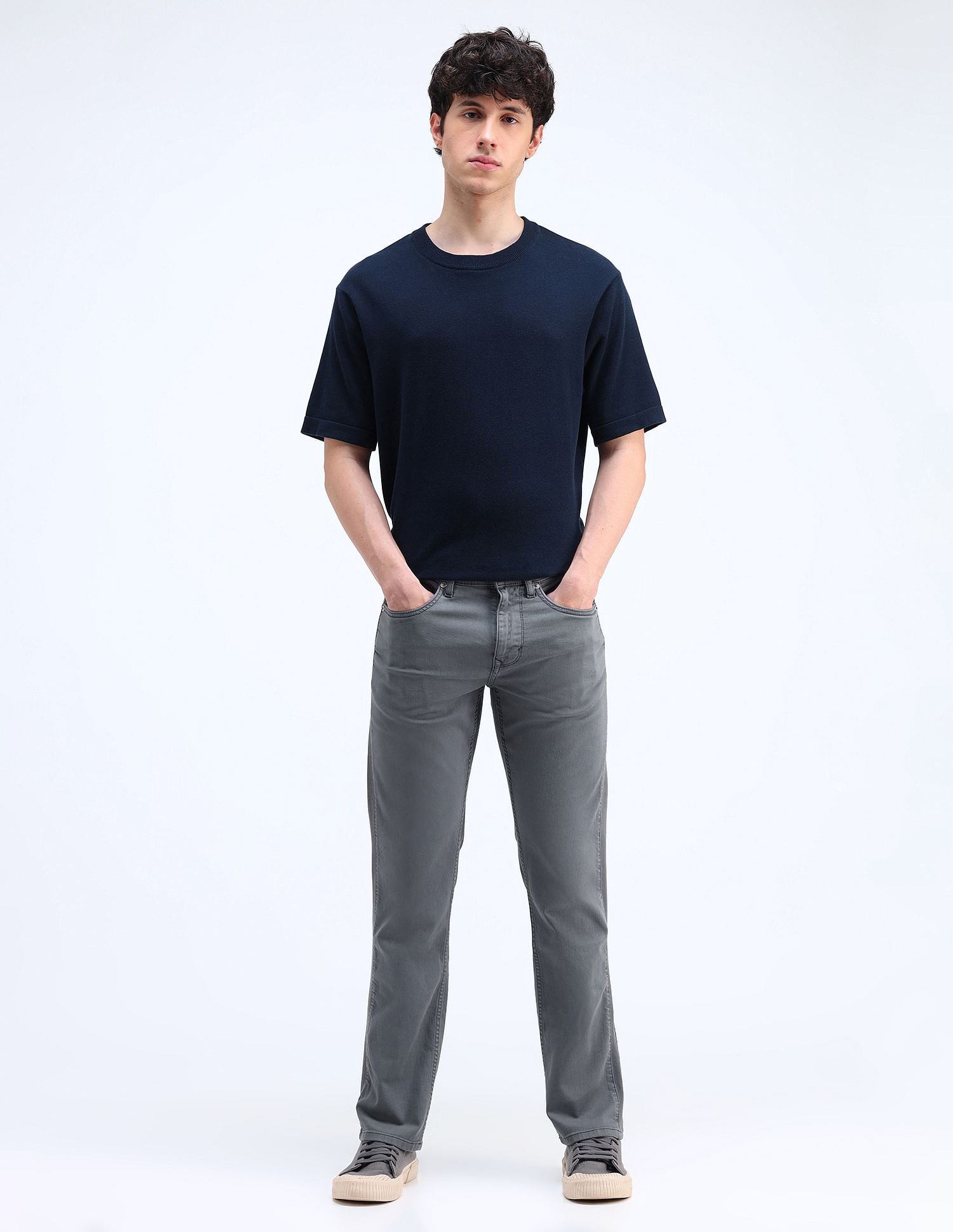 Flying Machine F-Jango Relaxed Straight Fit Grey Jeans