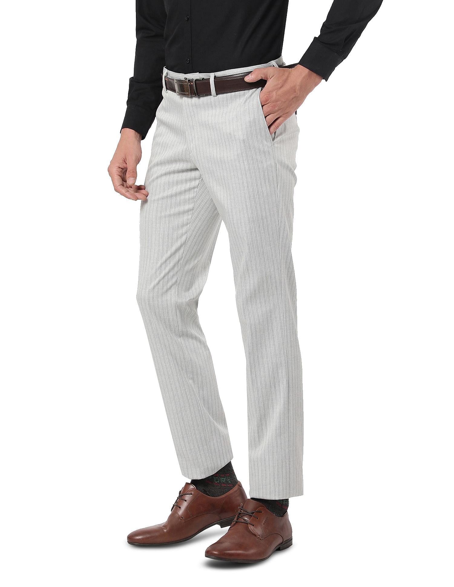 Buy SOJANYA Navy Cotton Regular Slim Fit Striped Flat Front Trousers for  Mens Online  Tata CLiQ