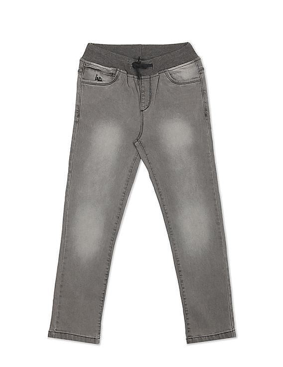U.S. Polo Assn. Kids Boys Drawstring Waist Slim Fit Stone Wash Jeans