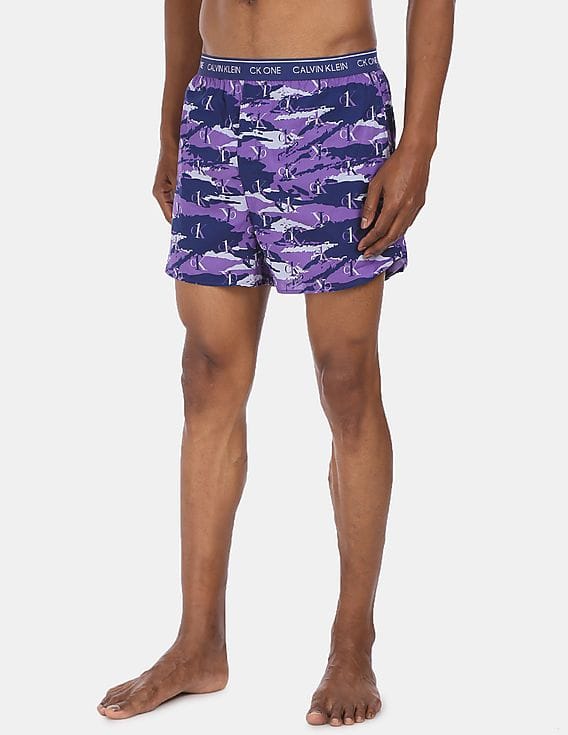 Buy Calvin Klein Underwear Men Purple Logo Waist Camo Print Woven