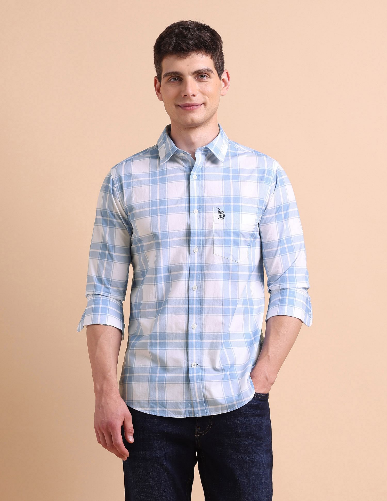 U.S. Polo Assn. Tailored Fit Grid Tattersall Checked Shirt