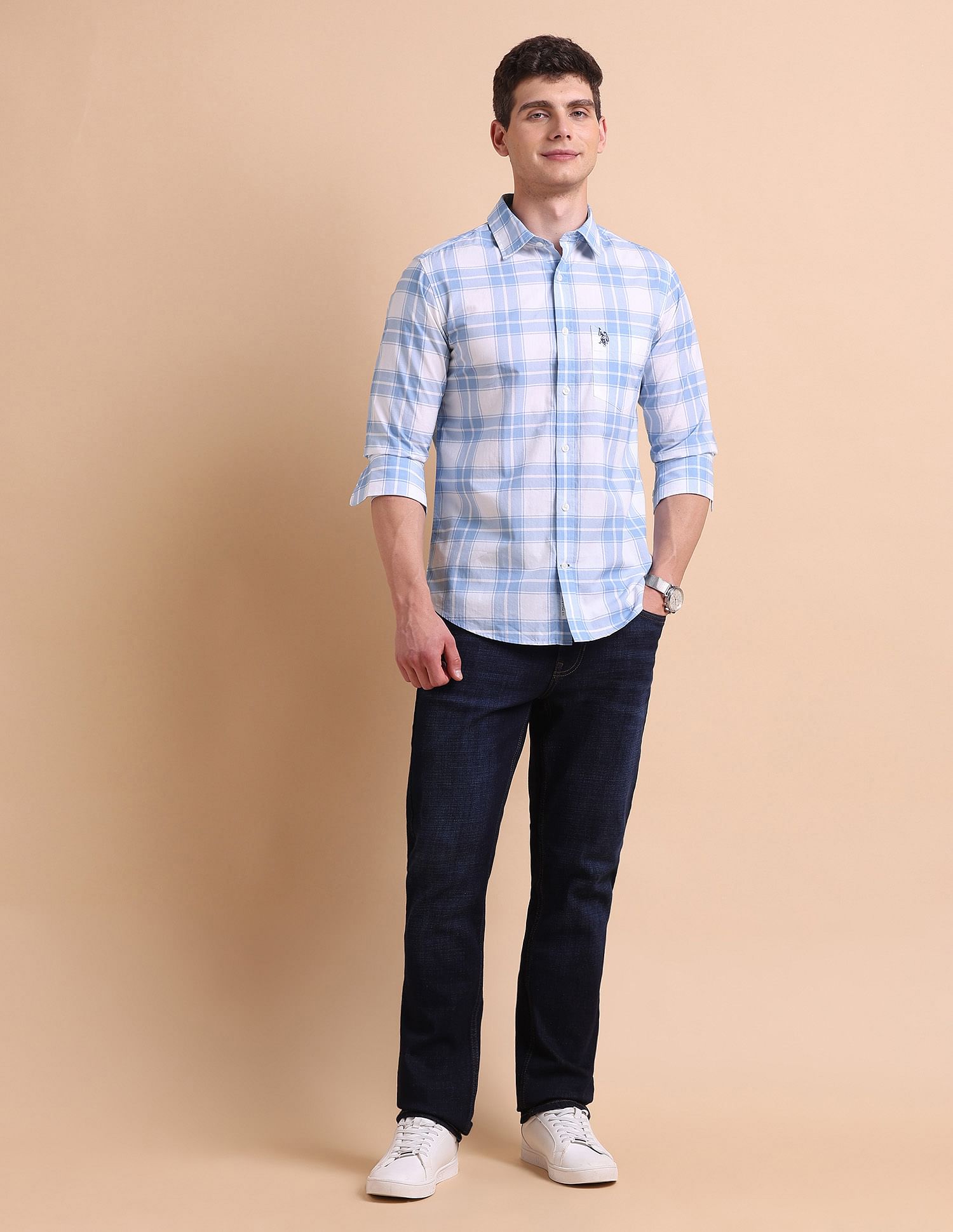 U.S. Polo Assn. Tailored Fit Grid Tattersall Checked Shirt