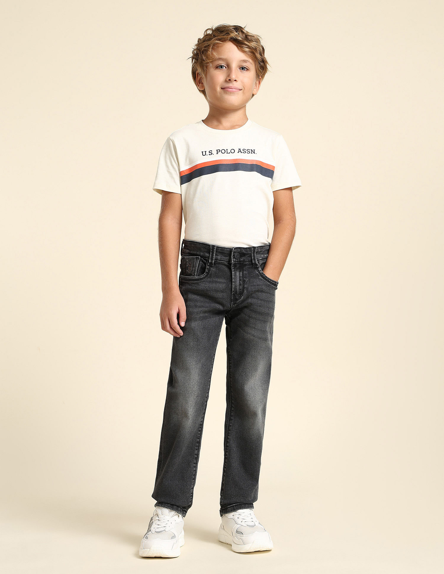 U.S. Polo Assn. Kids Boys Relaxed Fit Grey Jeans