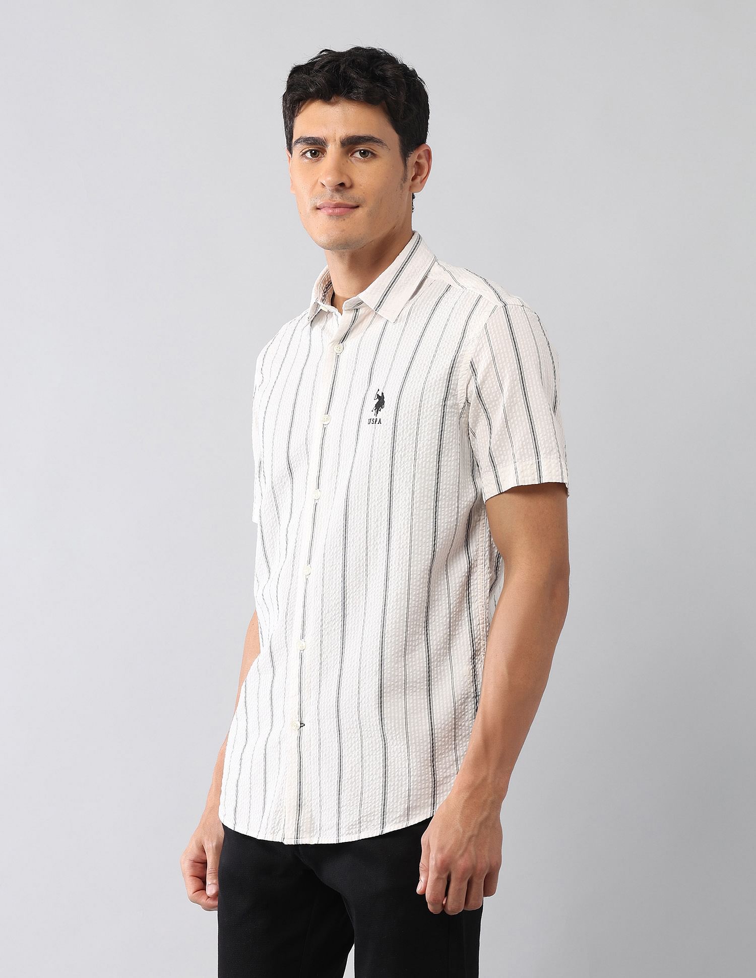 U.S. Polo Assn. Denim Co. Vertical Striped Seersucker Regular Fit Shirt
