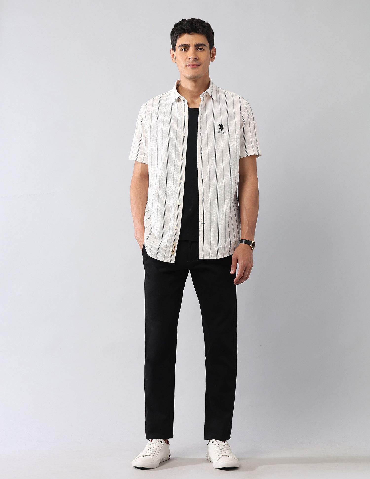 U.S. Polo Assn. Denim Co. Vertical Striped Seersucker Regular Fit Shirt