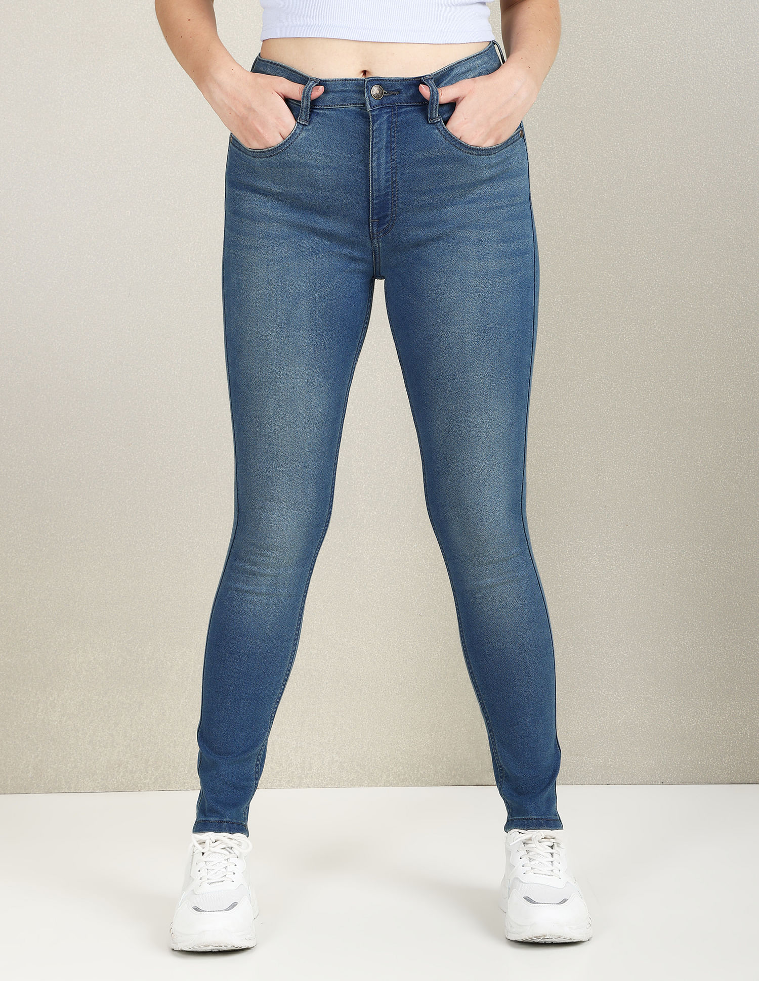 U.S. Polo Assn. Women High Rise Skinny Fit Tinted Jeans