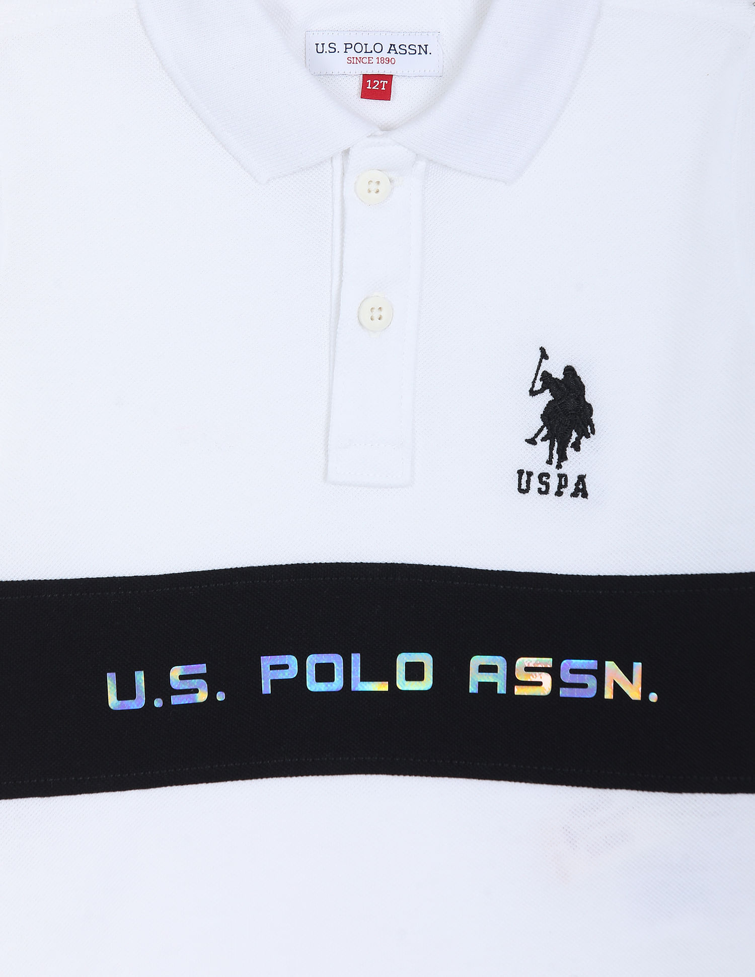 U.S. Polo Assn. Kids Foil Logo Colour Block Polo Shirt