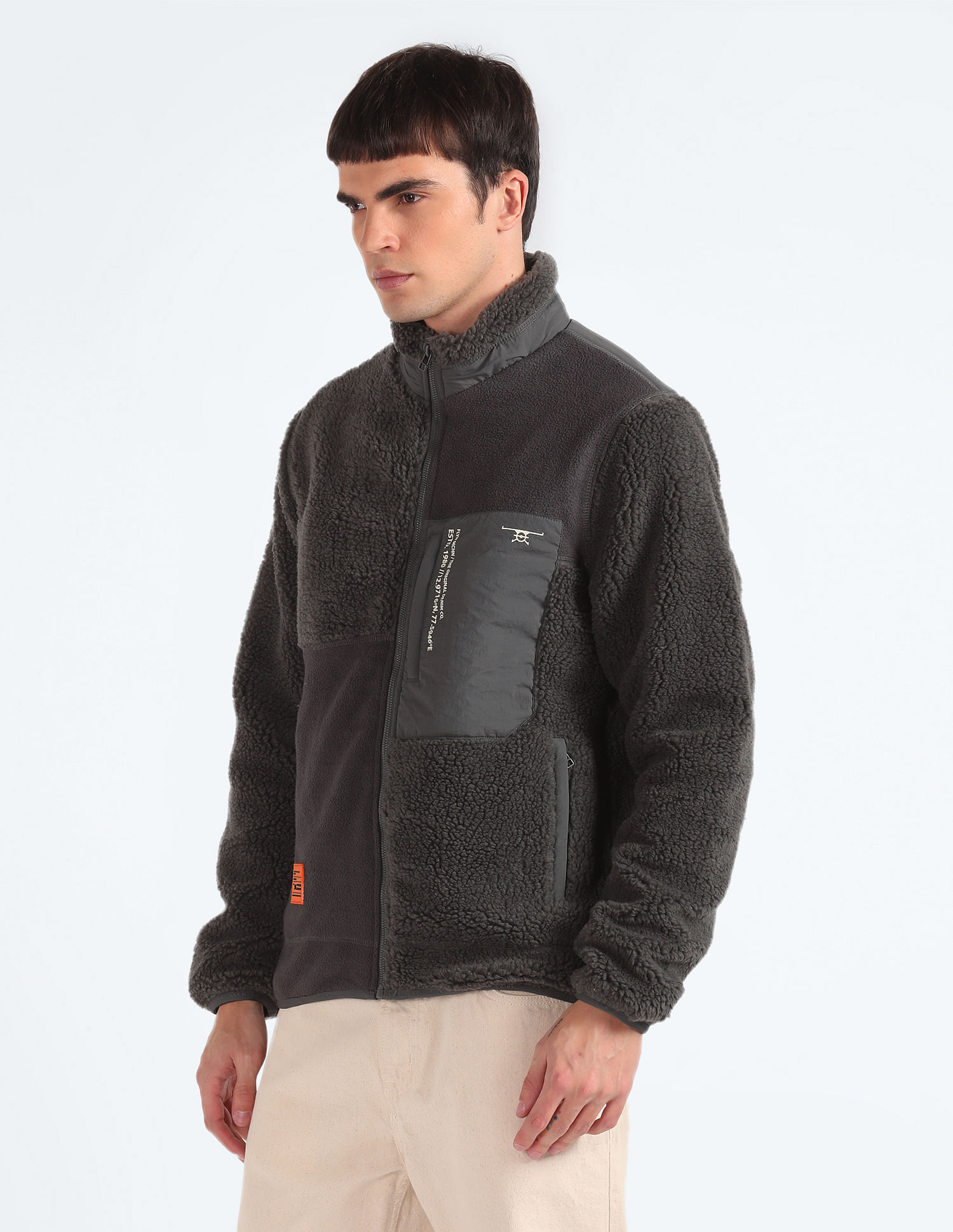 Flying Machine Colour Block Sherpa Jacket