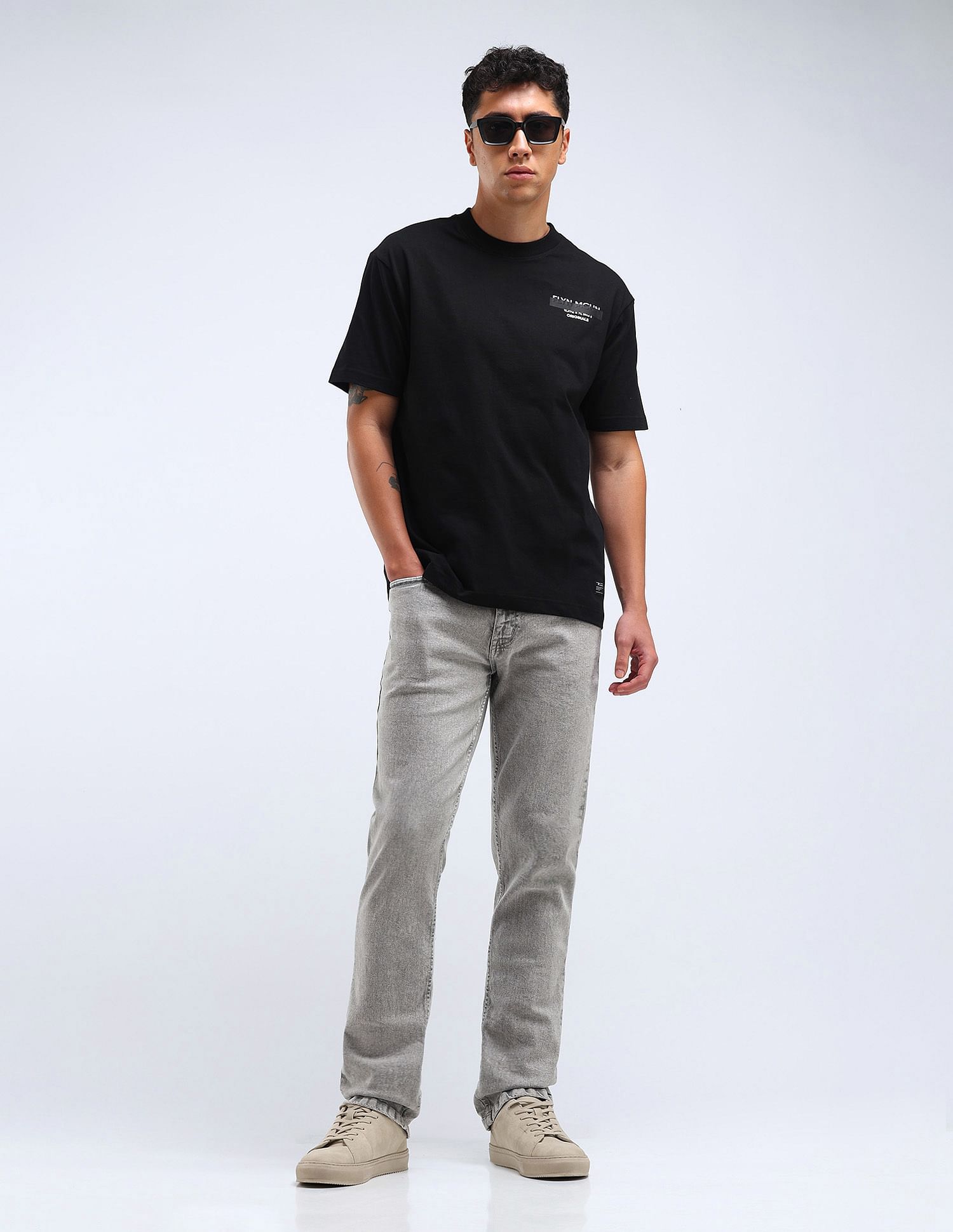 Flying Machine Brand Print Relaxed Fit T-Shirt