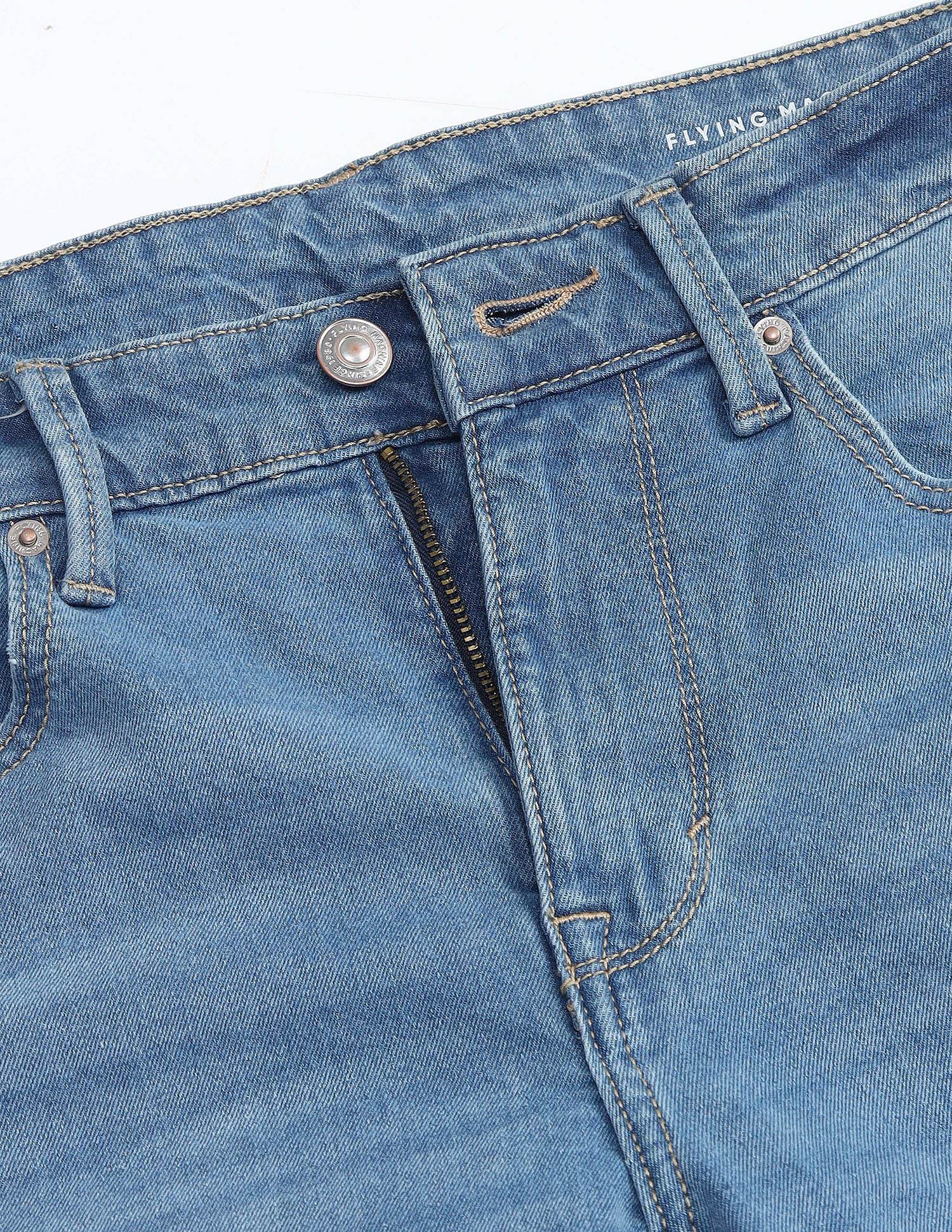Flying Machine Slash Slim Tapered Fit Jeans
