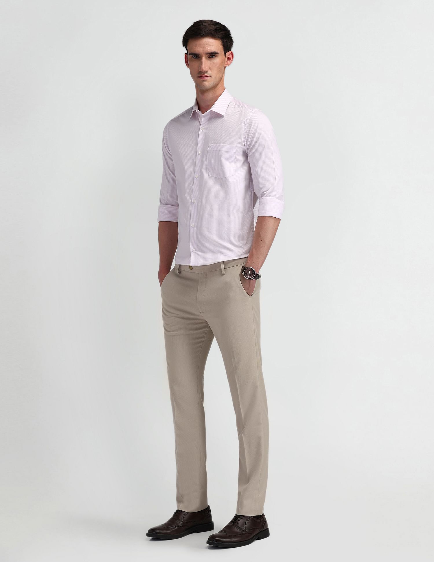 Arrow Manhattan Slim Fit Pinstriped Shirt