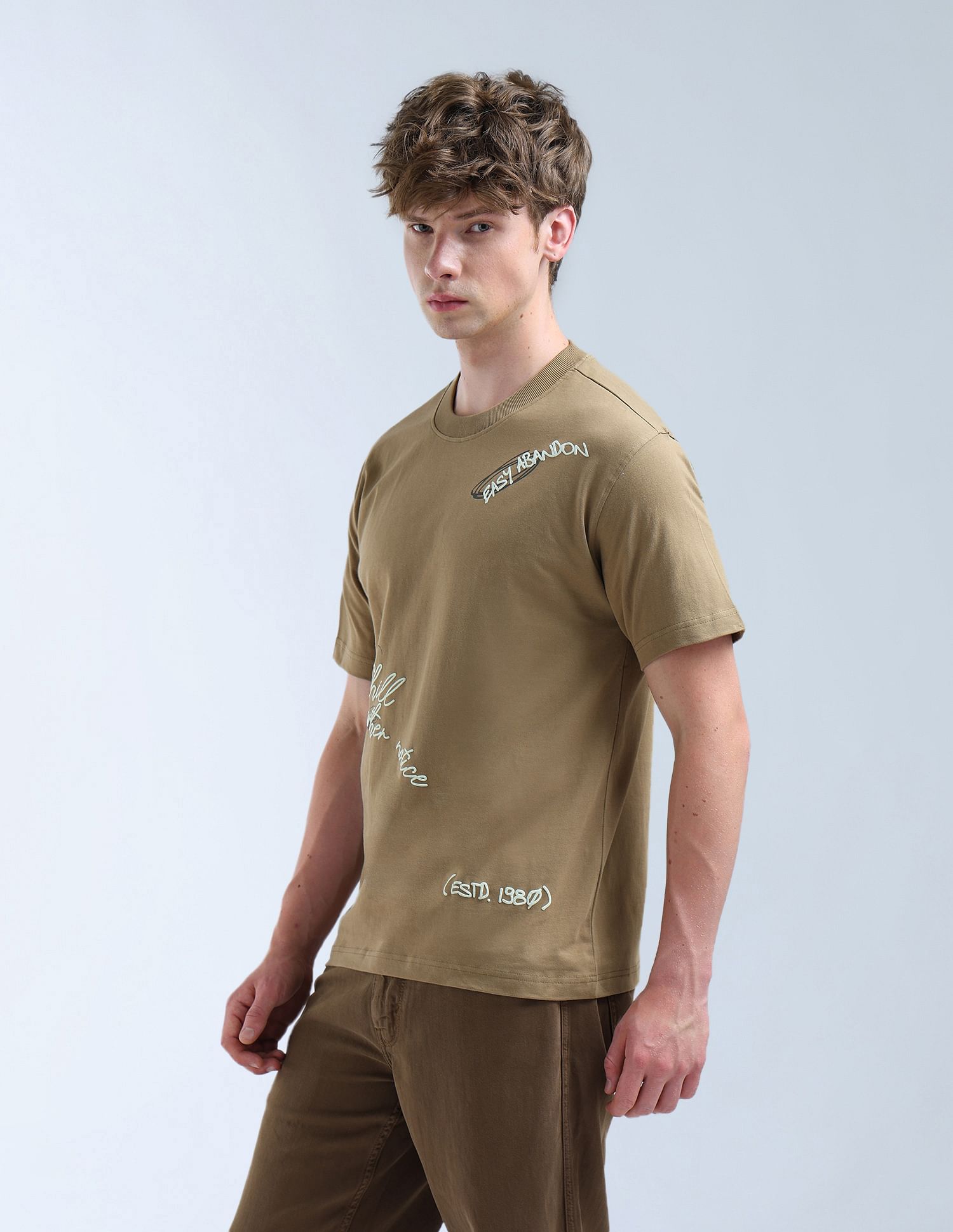 Flying Machine Relaxed Fit Typographic Printed T-Shirt