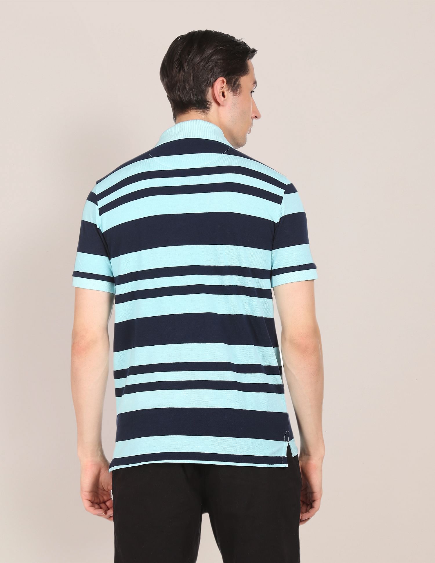 U.S. Polo Assn. Ribbed Collar Striped Polo Shirt