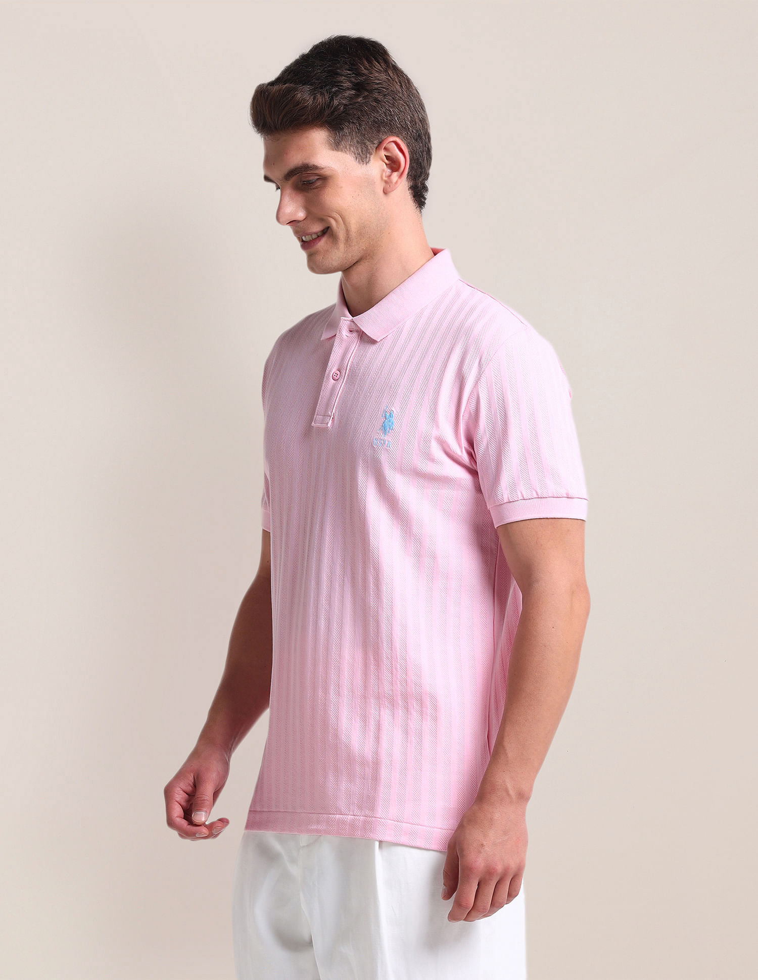 U.S. Polo Assn. Patterned Knit Slim Polo Shirt
