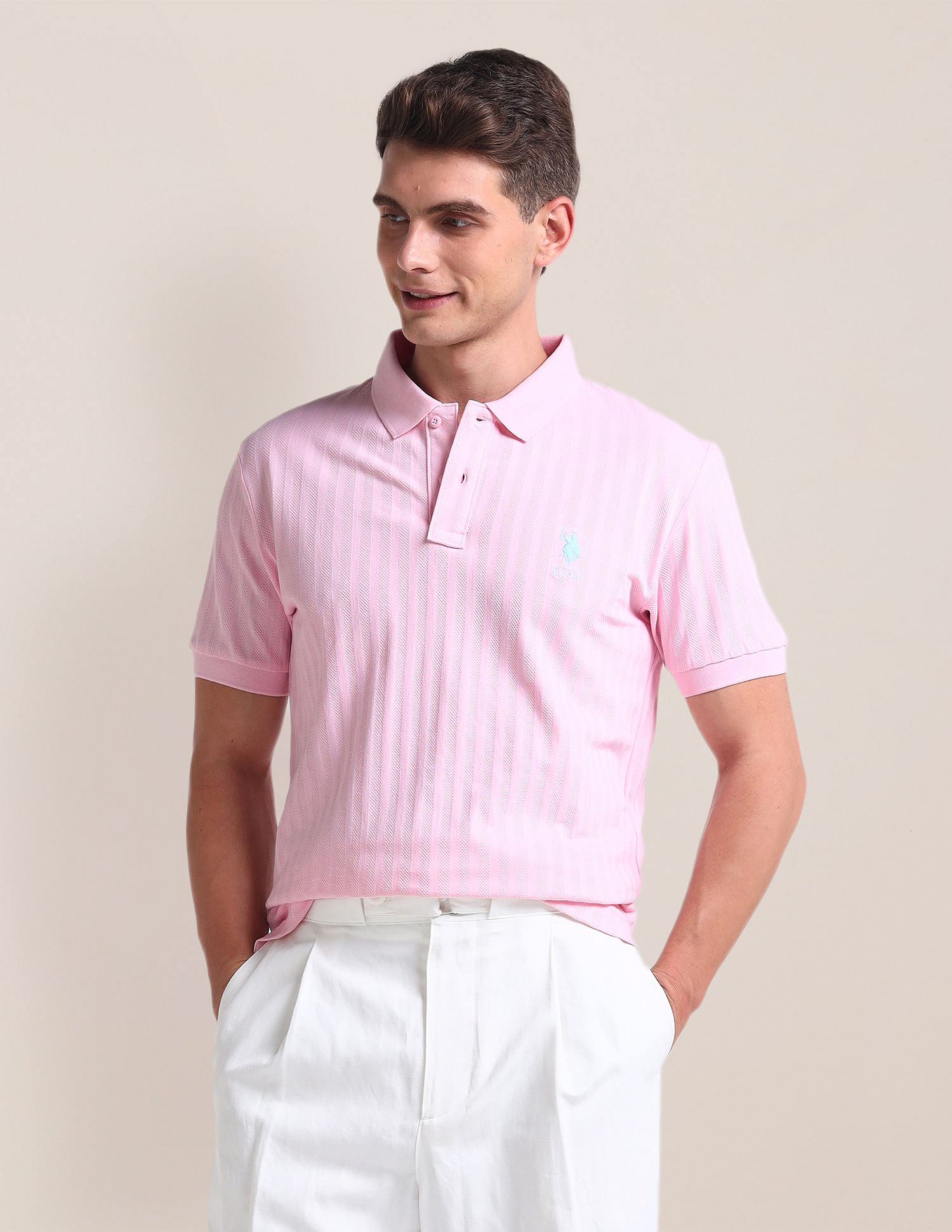 U.S. Polo Assn. Patterned Knit Slim Polo Shirt