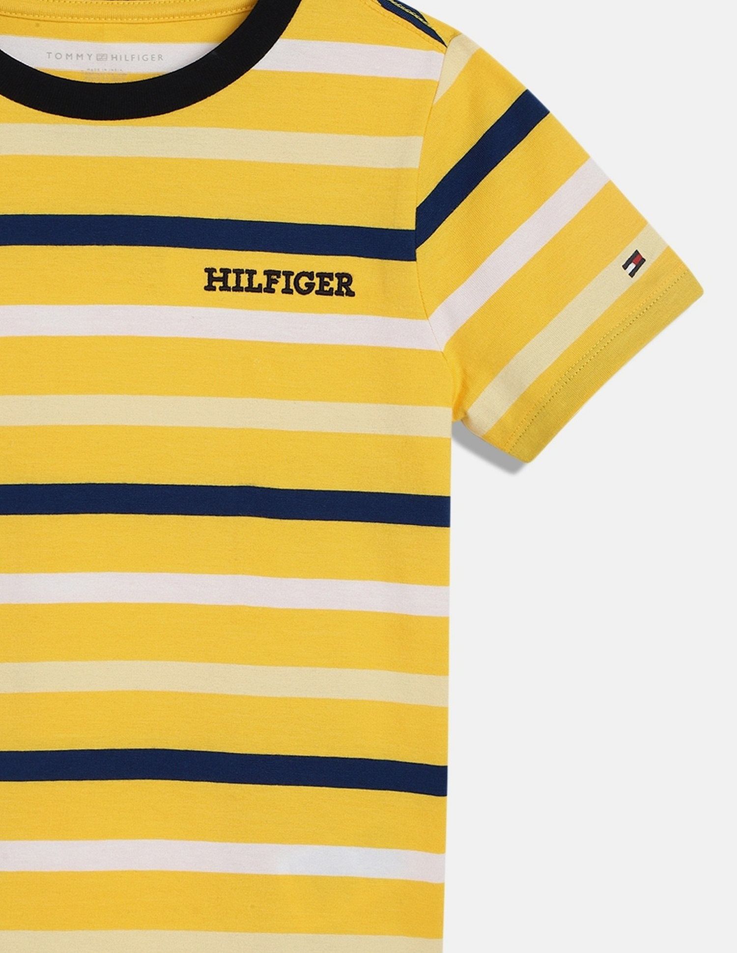 Tommy Hilfiger Boys Yellow Horizontal Striped T-Shirt