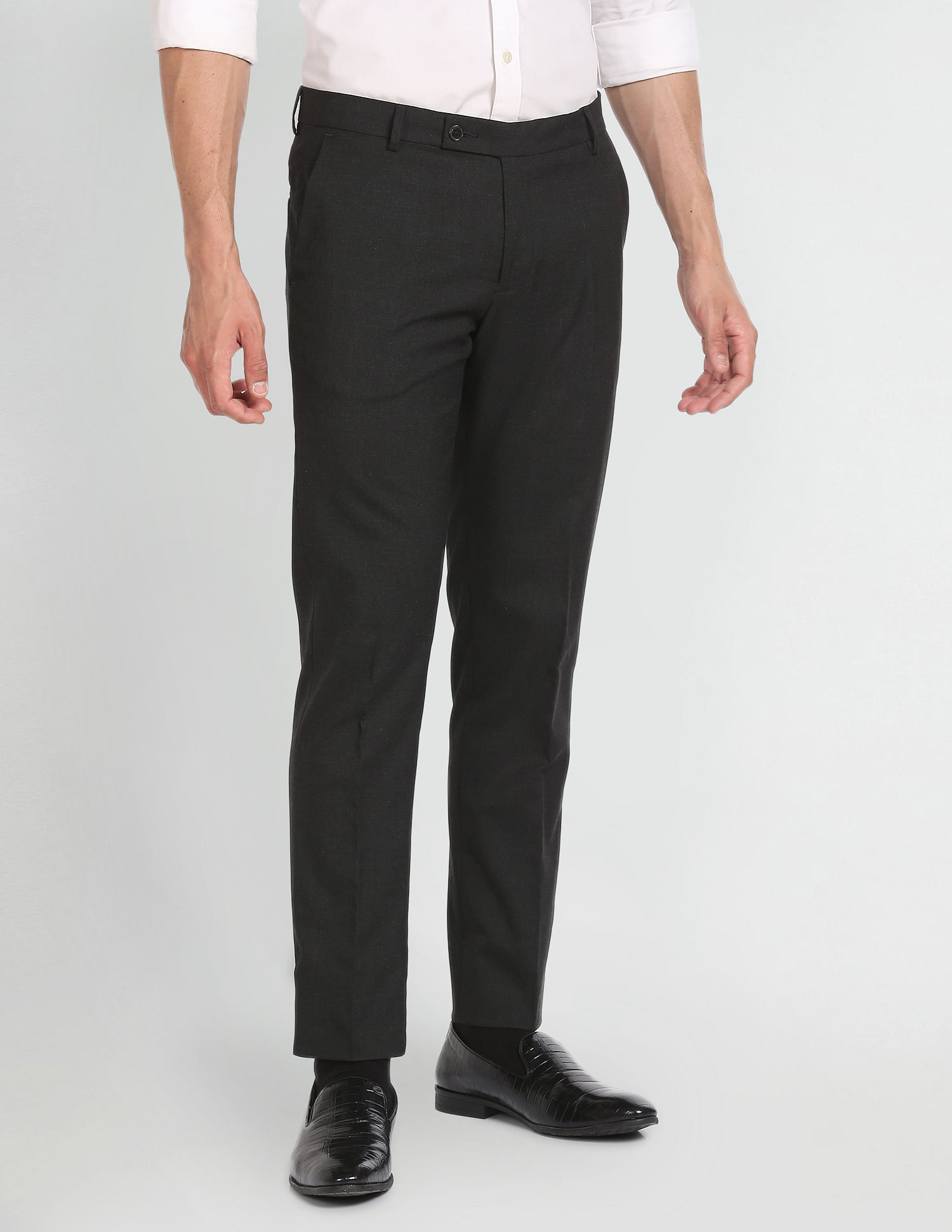 Arrow Heathered Hudson Tailored Regular Fit Trousers