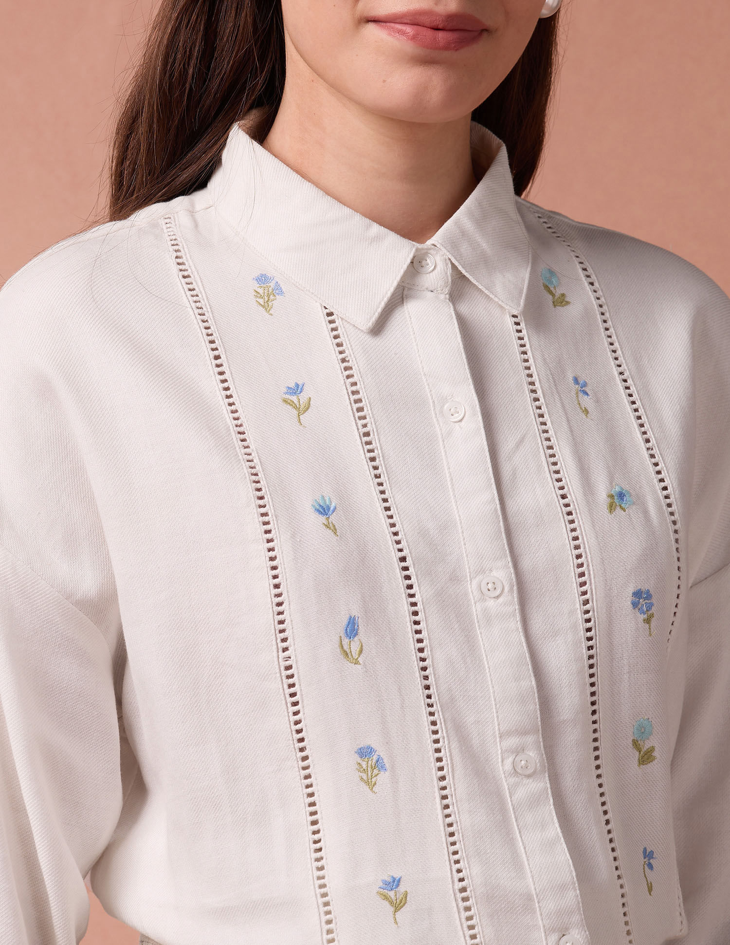 Buy U.S. Polo Assn. Women Embroidery Ladder Lace Shirt