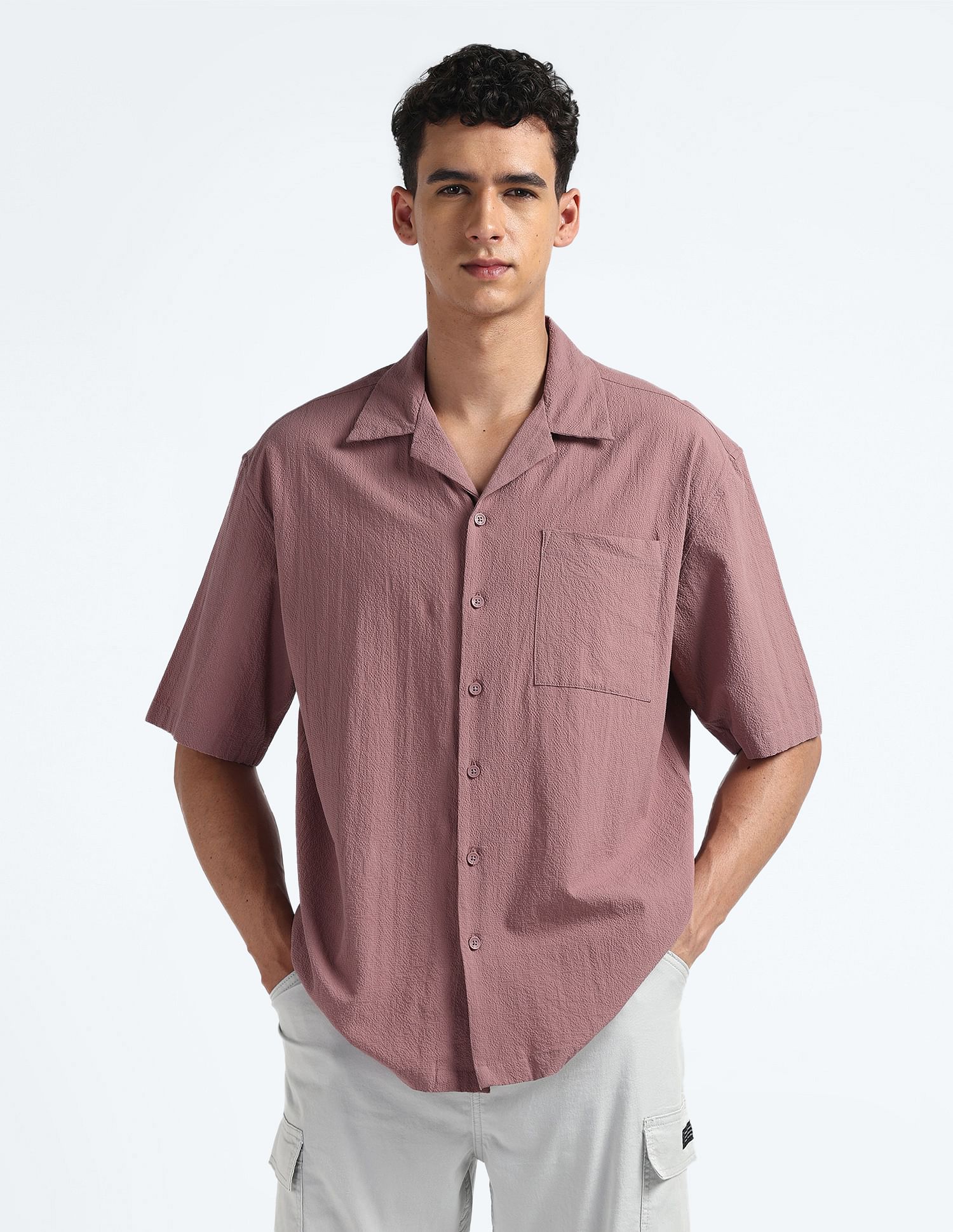 Flying Machine Cuban Collar Oversized Shirt