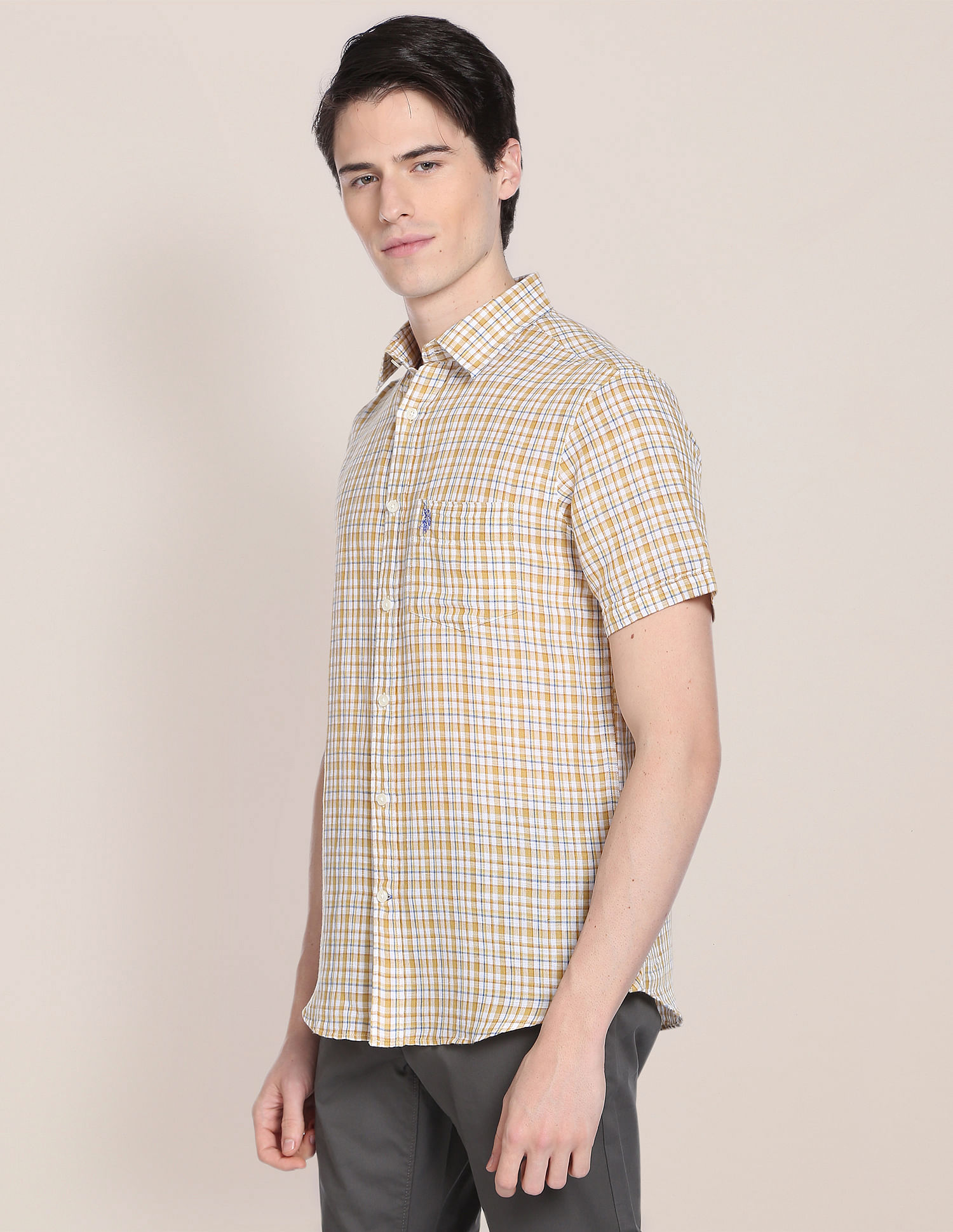 U.S. Polo Assn. Outdoor Check Linen Cotton Shirt