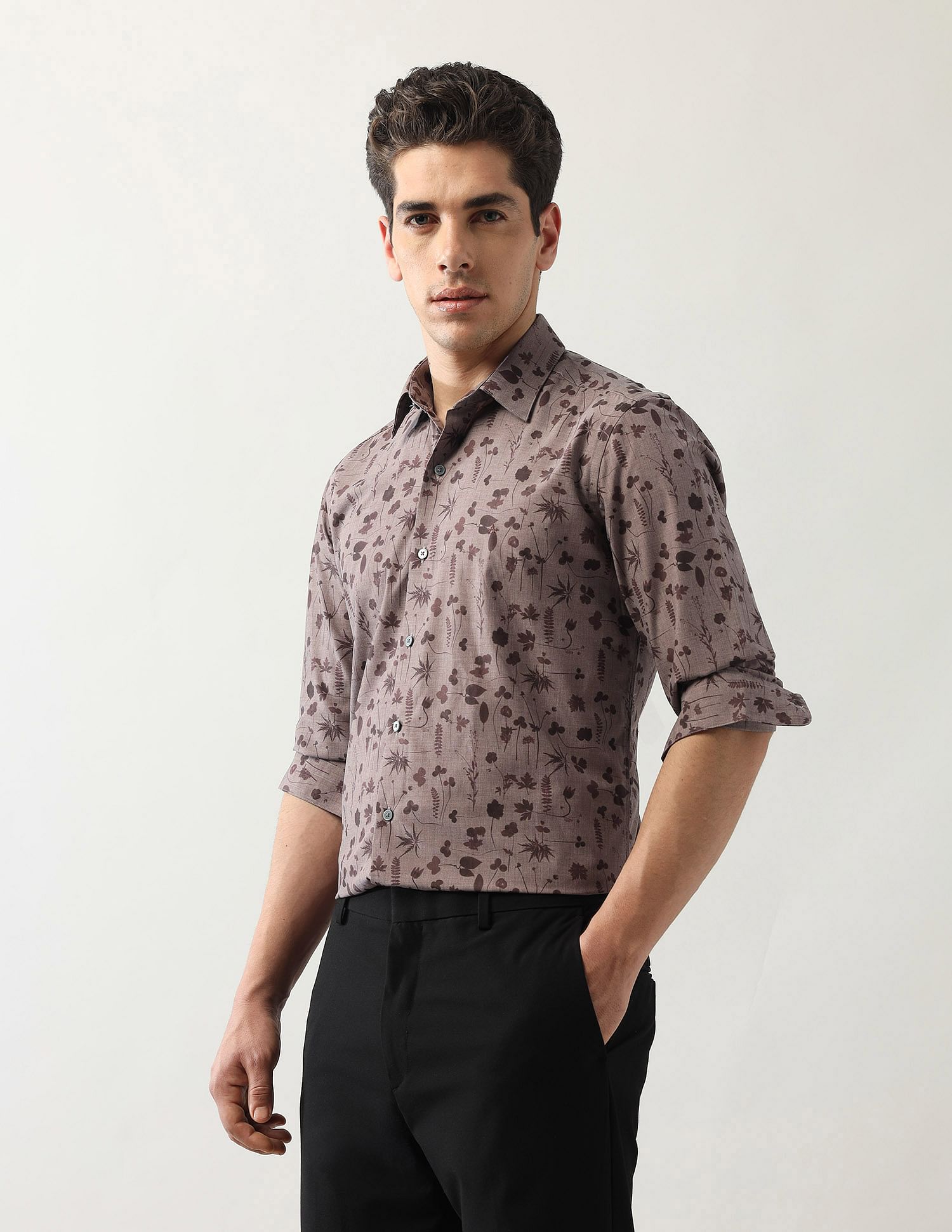 Arrow Newyork Floral Printed Manhattan Slim Fit Shirt