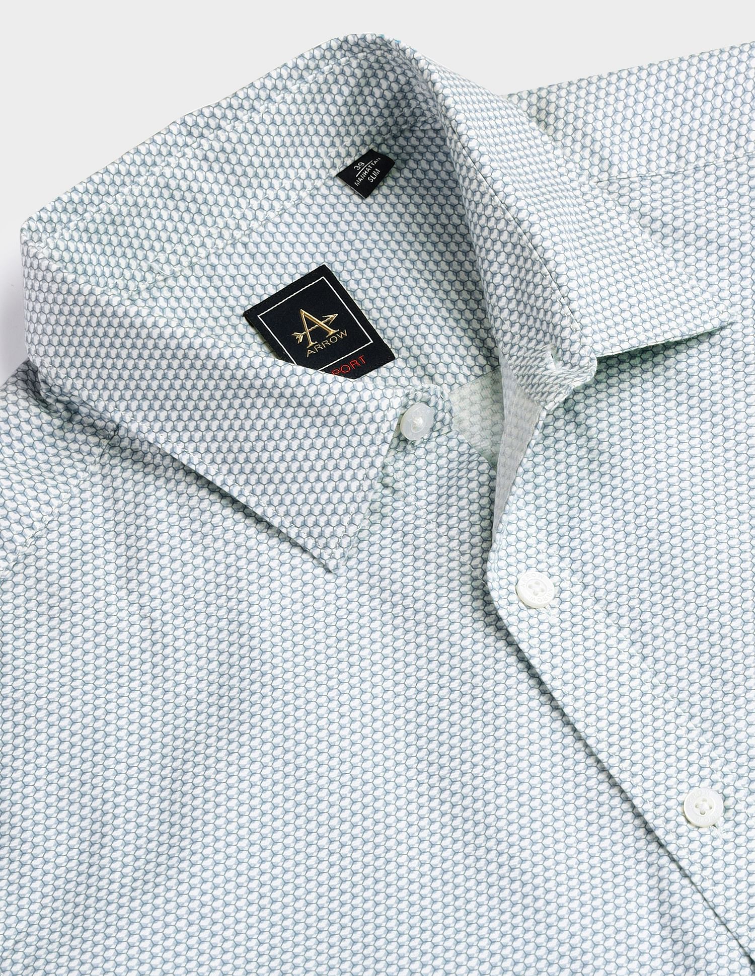 Arrow Sports Geometric Print Cotton Shirt