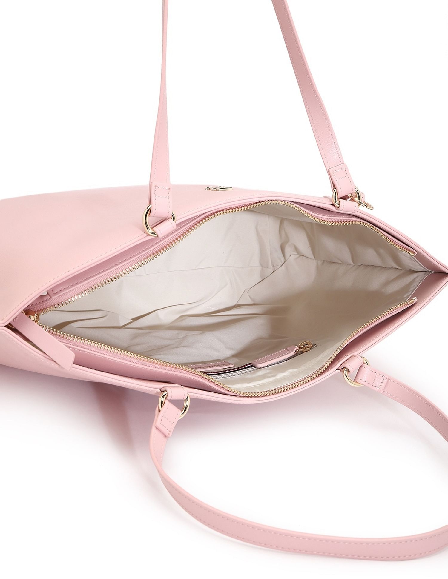 Tommy Hilfiger Solid Pink Pu Tote Bag