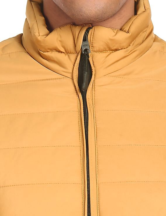 Aeropostale Men Gold Long Sleeve High Neck Jacket