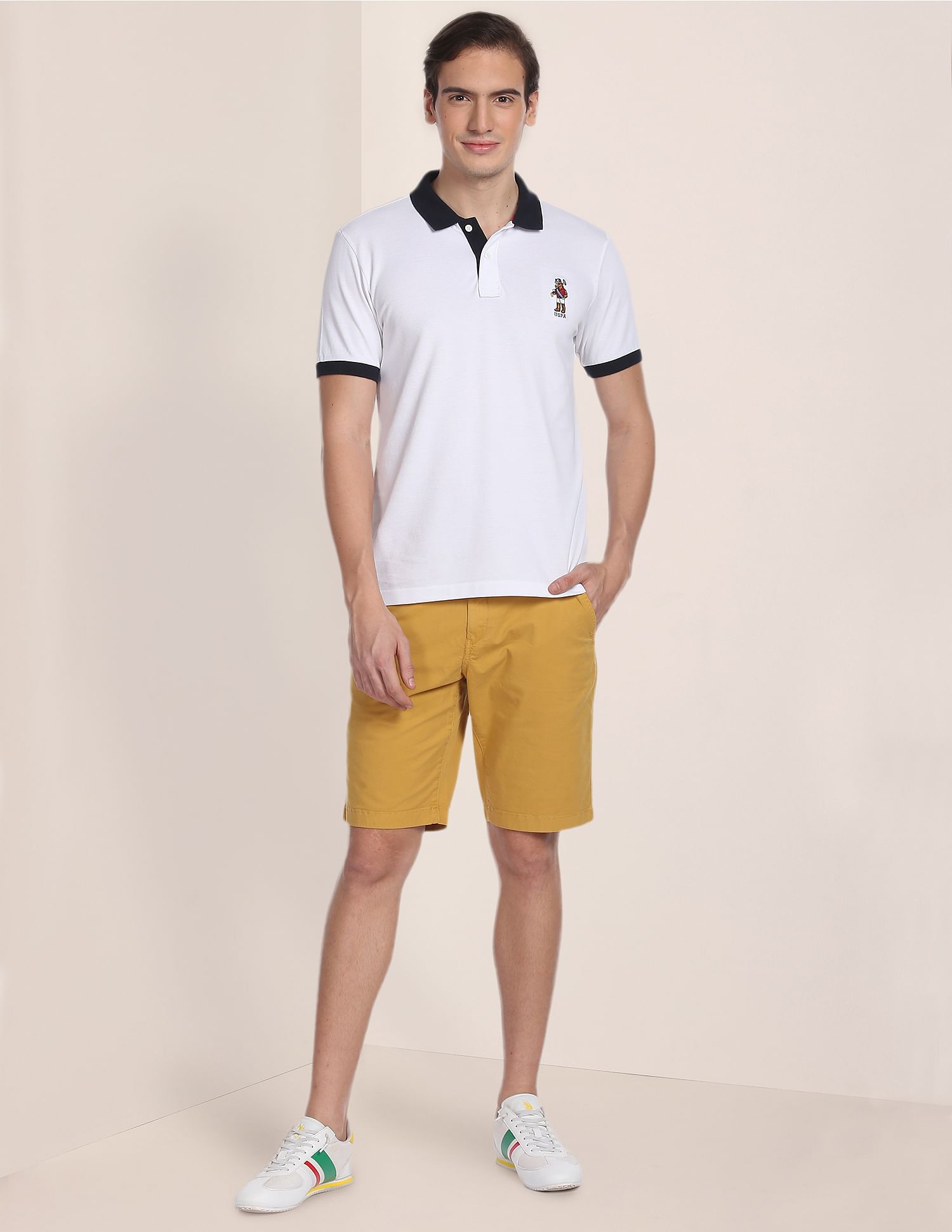 U.S. Polo Assn. Contrast Collar Mascot Polo Shirt