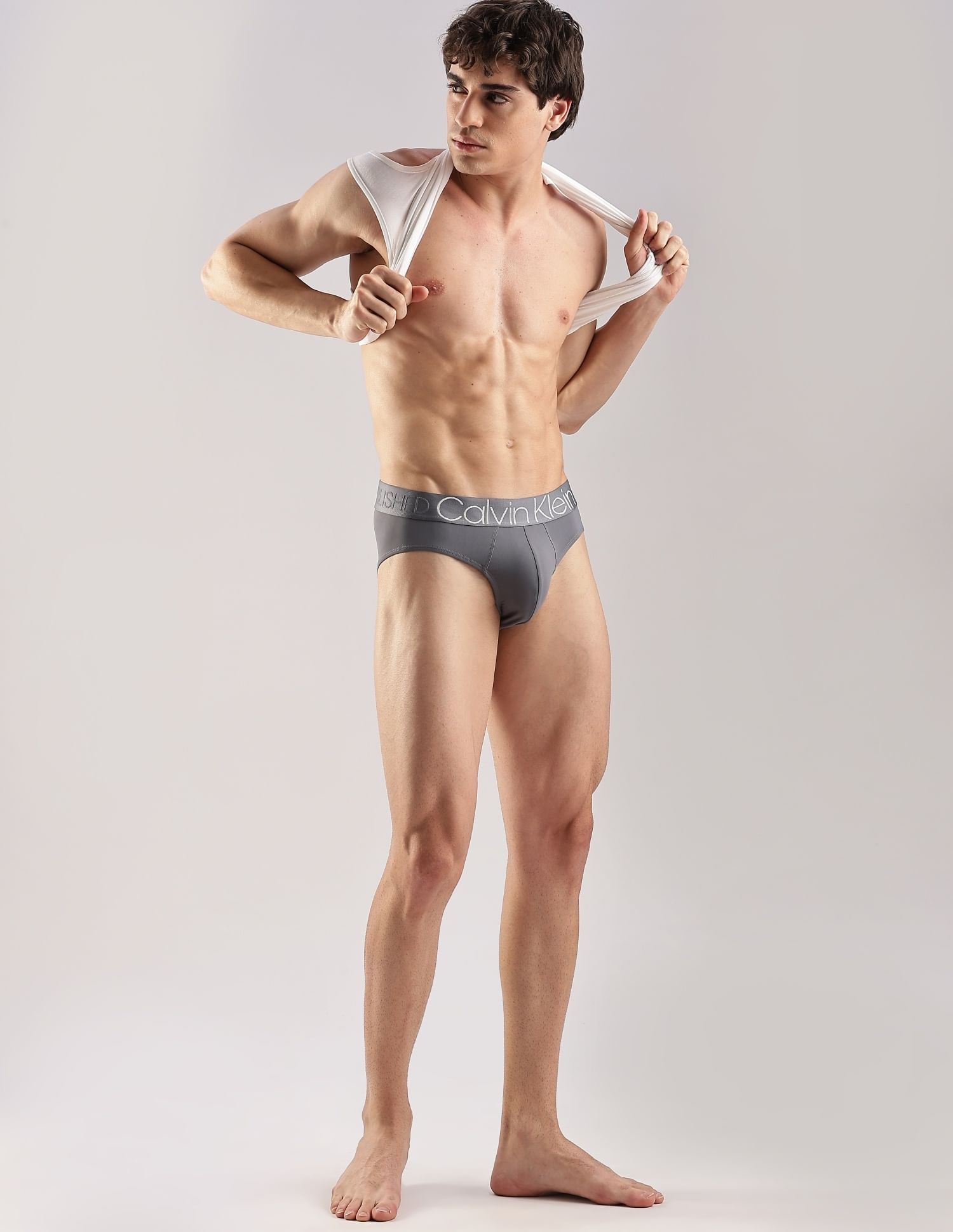 Calvin Klein Underwear Mid Rise Solid Grey Briefs
