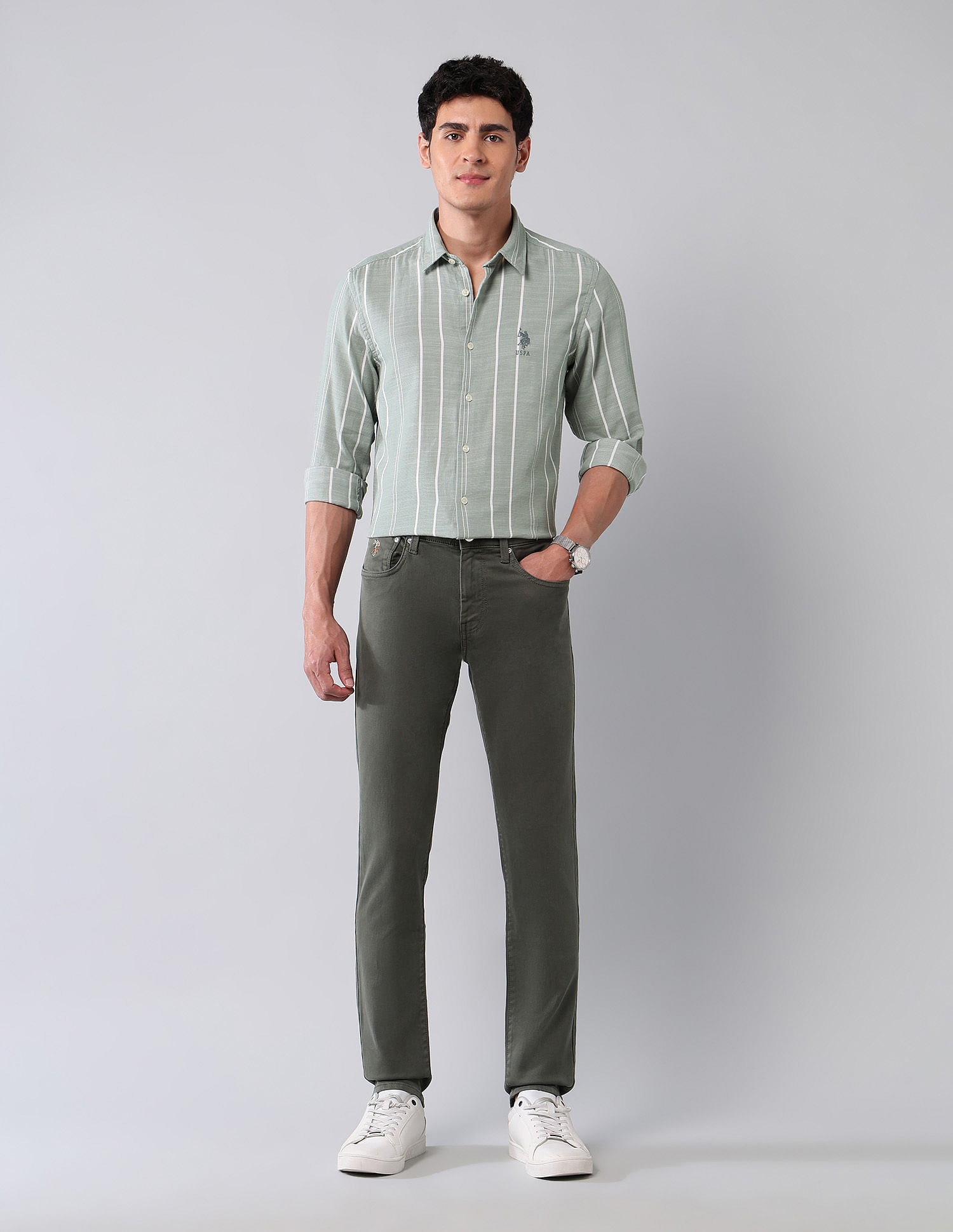 U.S. Polo Assn. Denim Co. Vertical Striped Pure Cotton Shirt