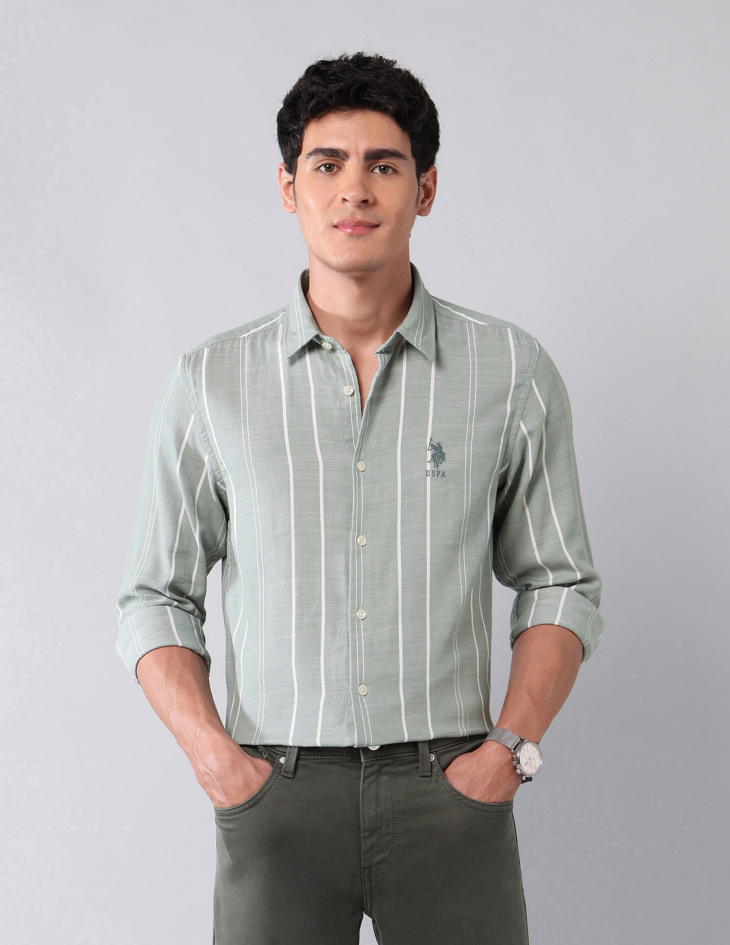 U.S. Polo Assn. Denim Co. Vertical Striped Pure Cotton Shirt