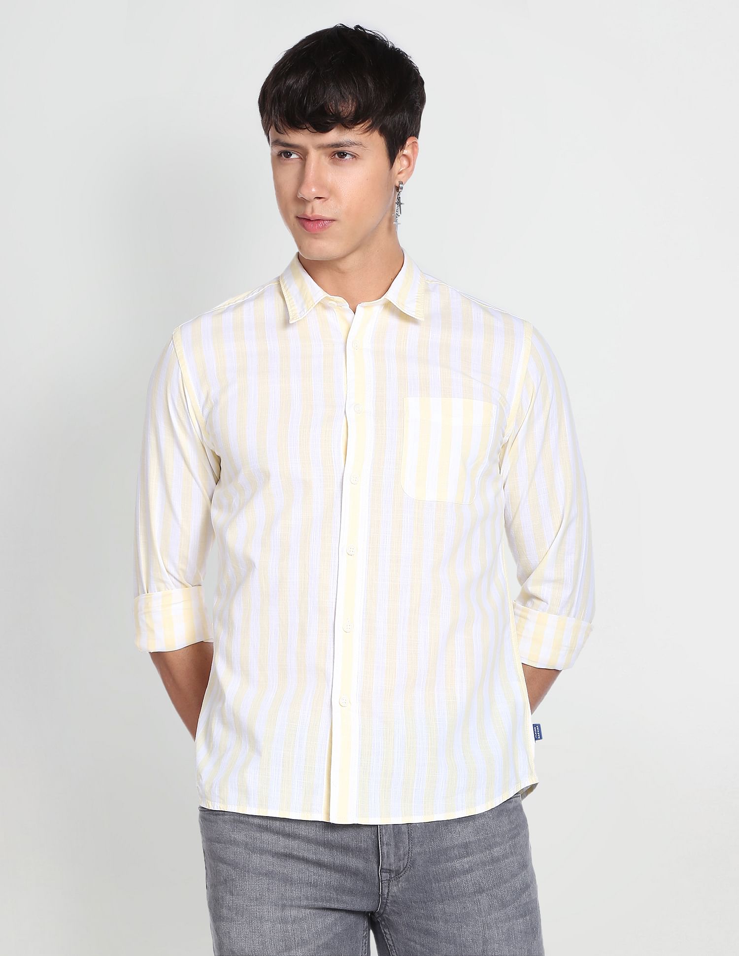 Flying Machine Vertical Stripe Slim Fit Shirt