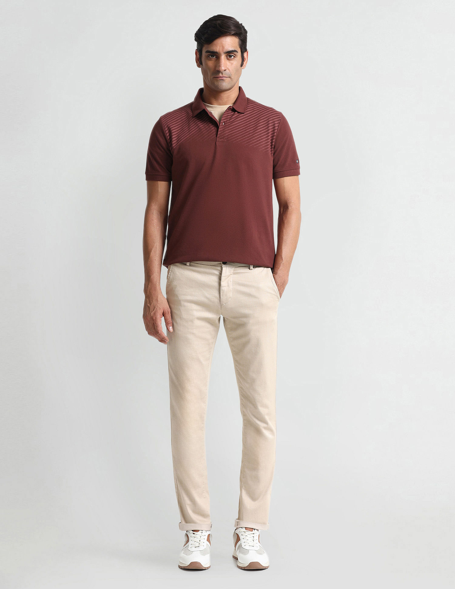 Arrow Sport Diagonal Stripe Pique Polo Shirt