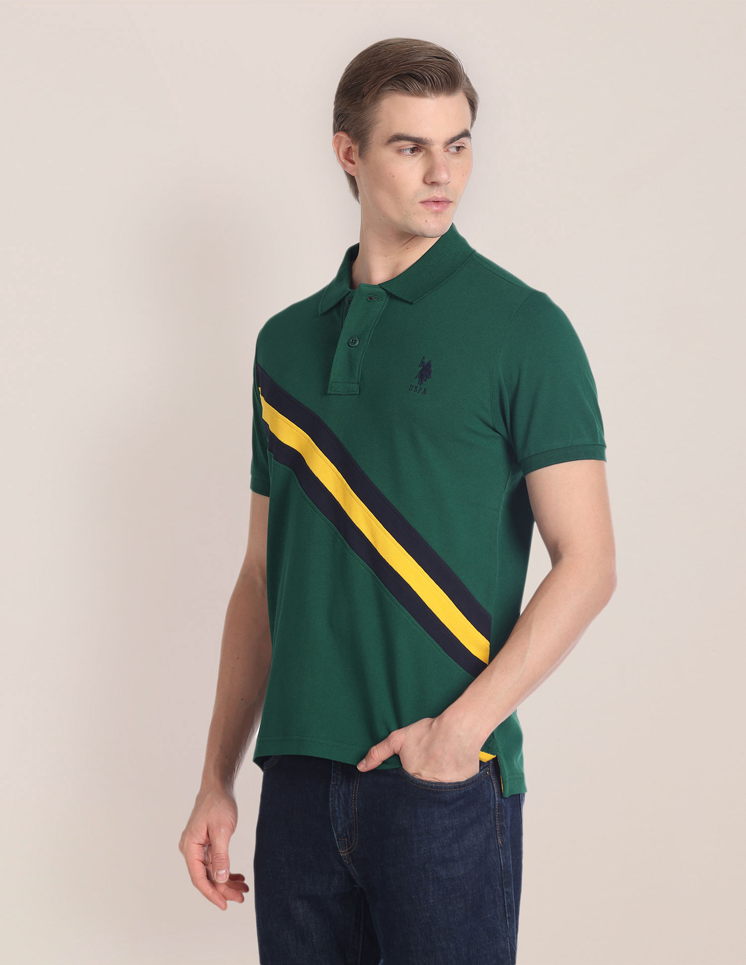 U.S. Polo Assn. Diagonal Stripe Cotton Polo Shirt
