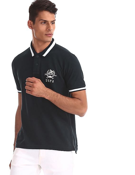 U.S. Polo Assn. Blue Cotton Pique Polo Shirt