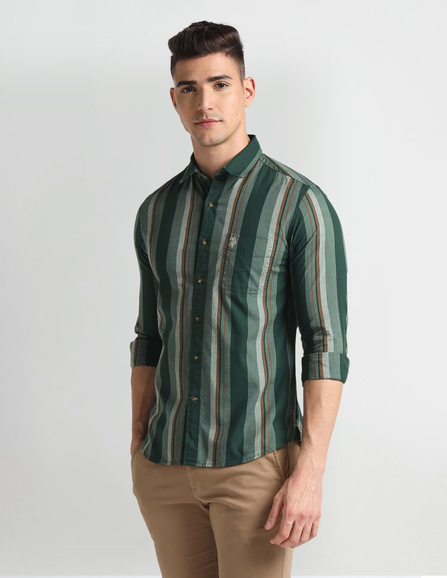 U.S. Polo Assn. Denim Co. Vertical Stripe Slim Fit Shirt
