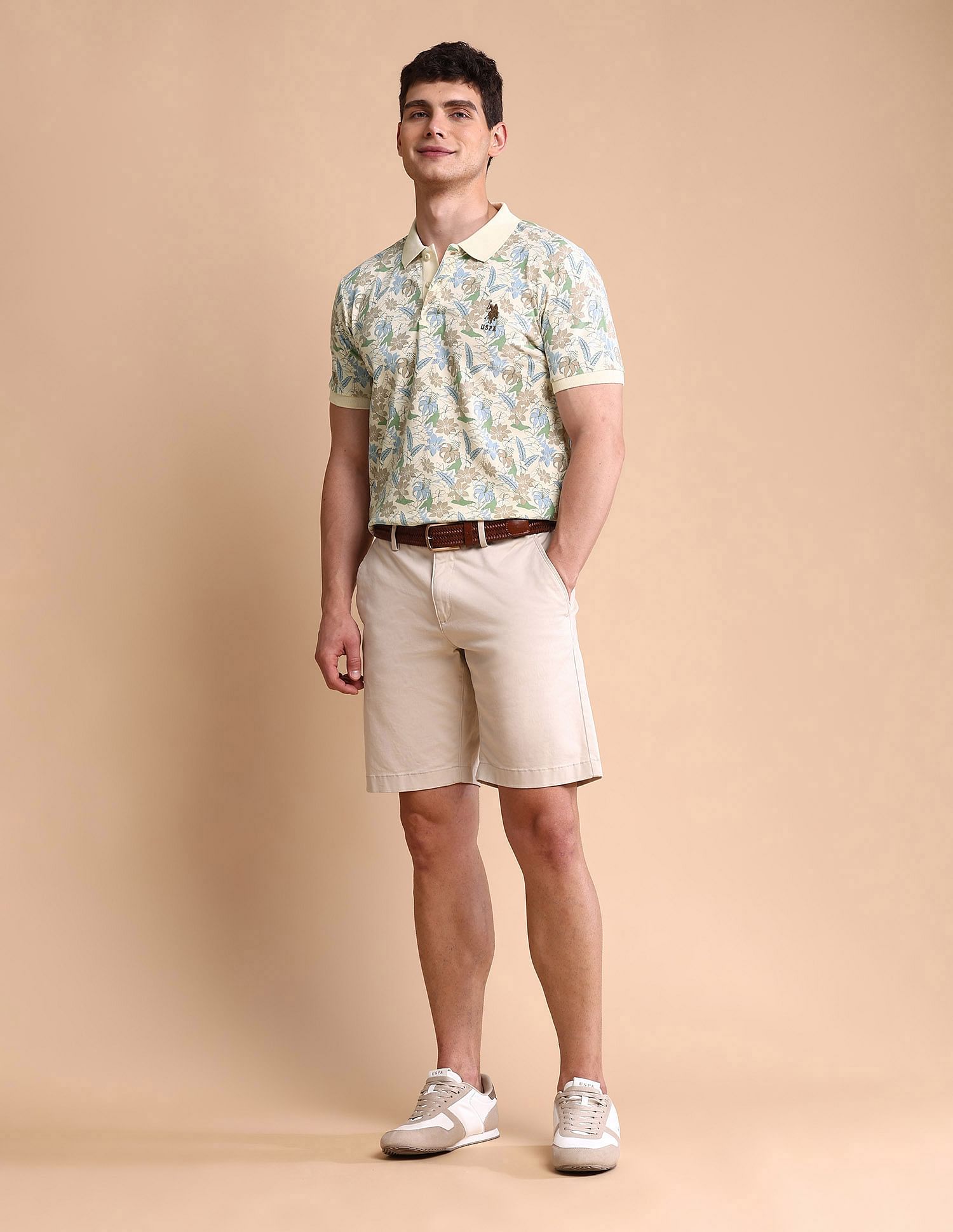 U.S. Polo Assn. Floral Printed Slim Fit Polo Shirt