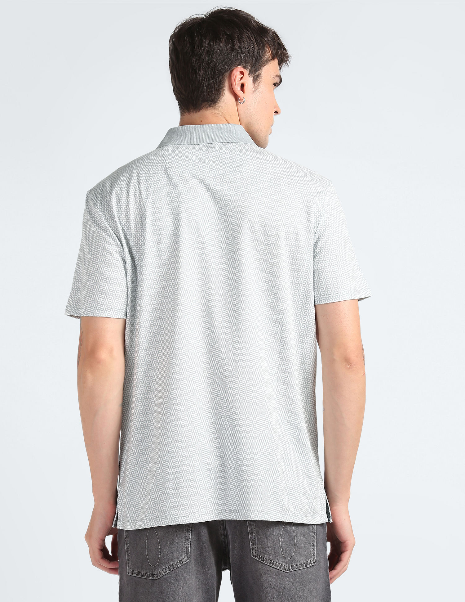 Calvin Klein Smooth Cotton Geometric Print Polo Shirt