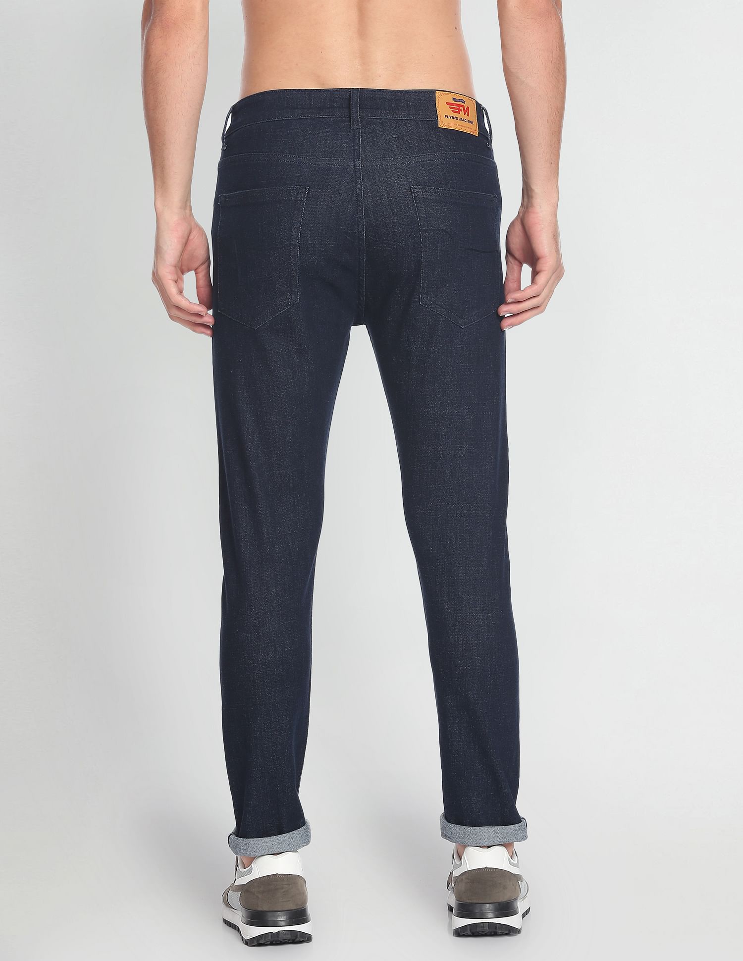 Flying Machine Mid Rise Slash Slim Tapered Jeans