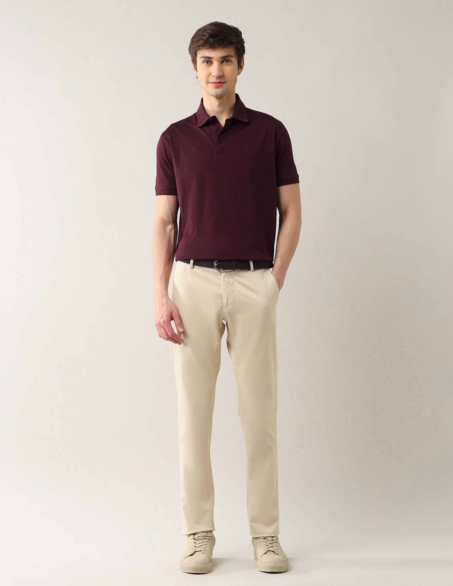 Arrow Textured Pure Cotton Night Is Young Polo Shirt