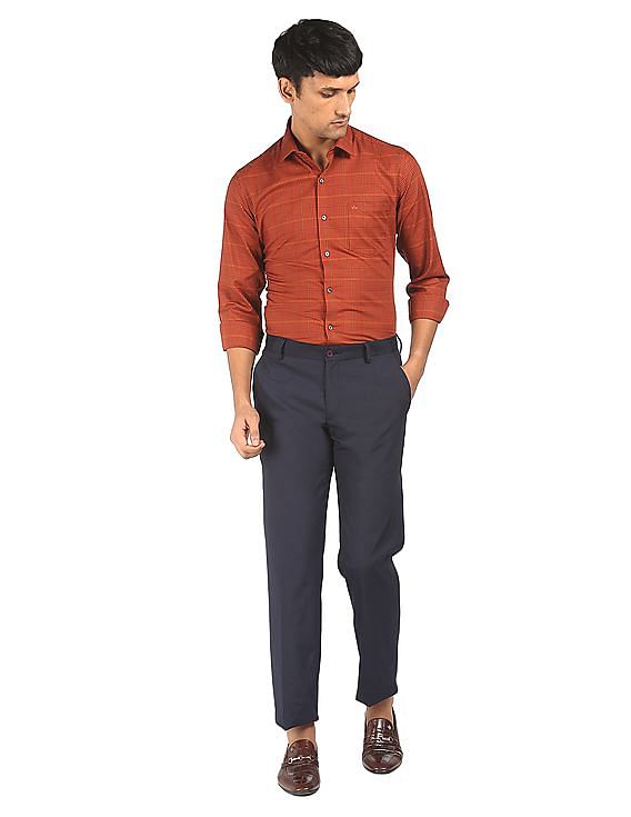 Mens orange 2025 formal shirt