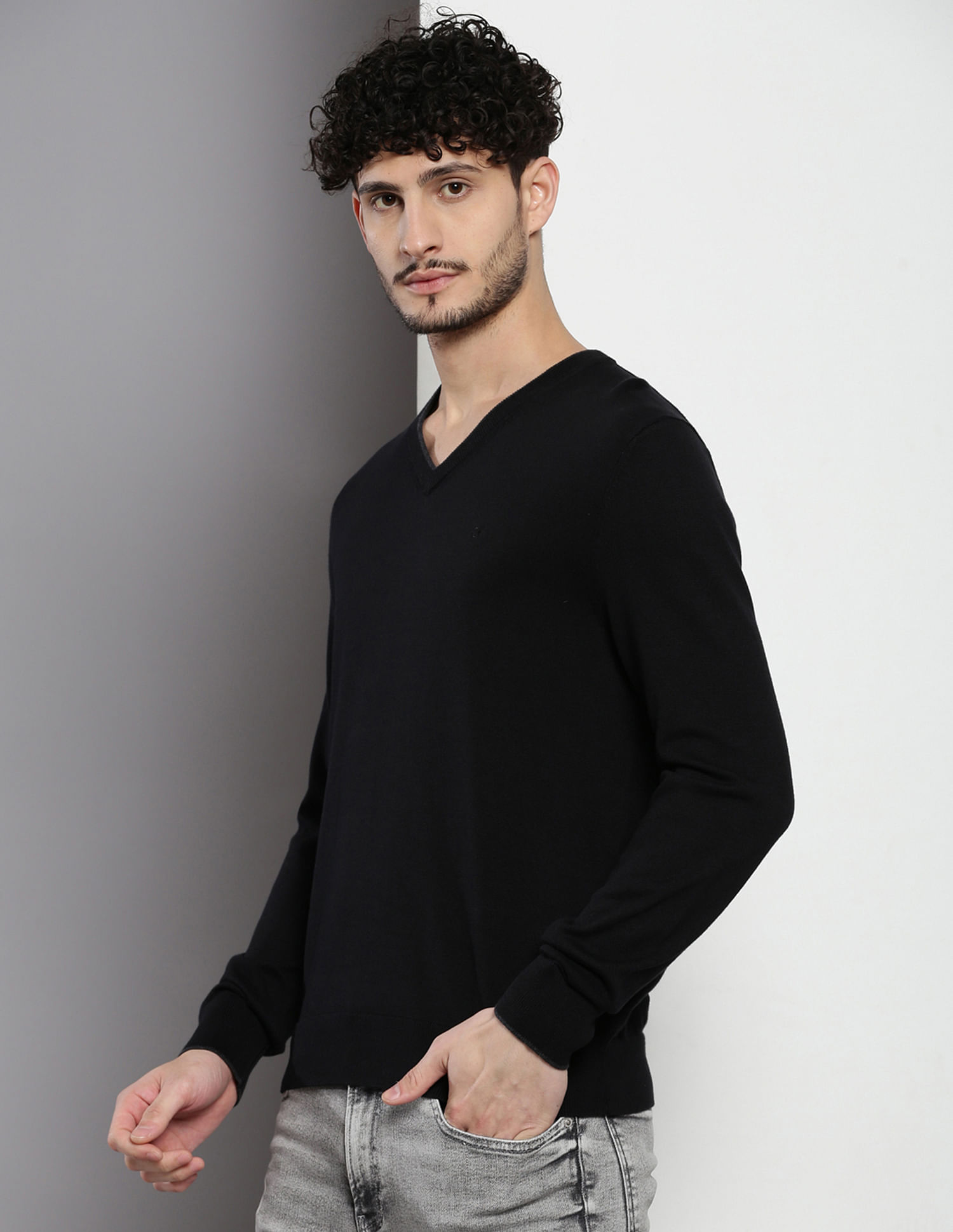 Calvin Klein V-Neck Solid Hallmark Sweater