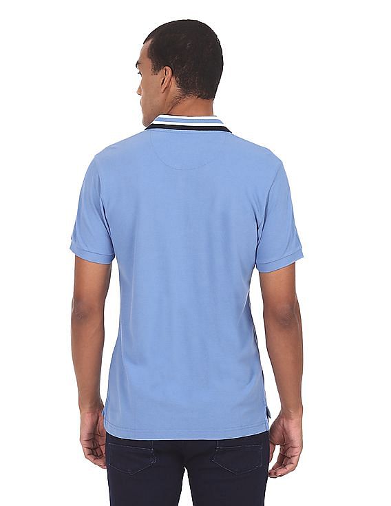 U.S. Polo Assn. Contrast Striped Collar Solid Polo Shirt
