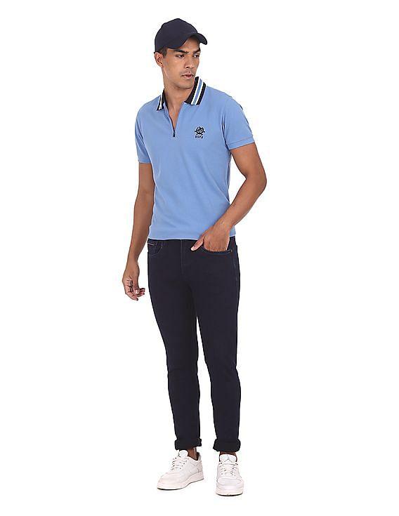 U.S. Polo Assn. Contrast Striped Collar Solid Polo Shirt
