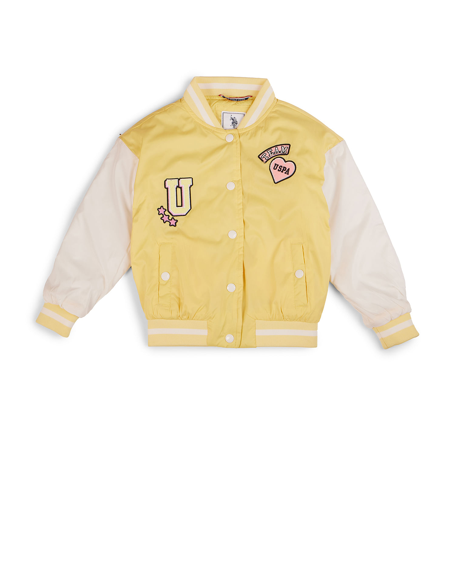 U.S. Polo Assn. Kids Girls Color Block Varsity Jacket