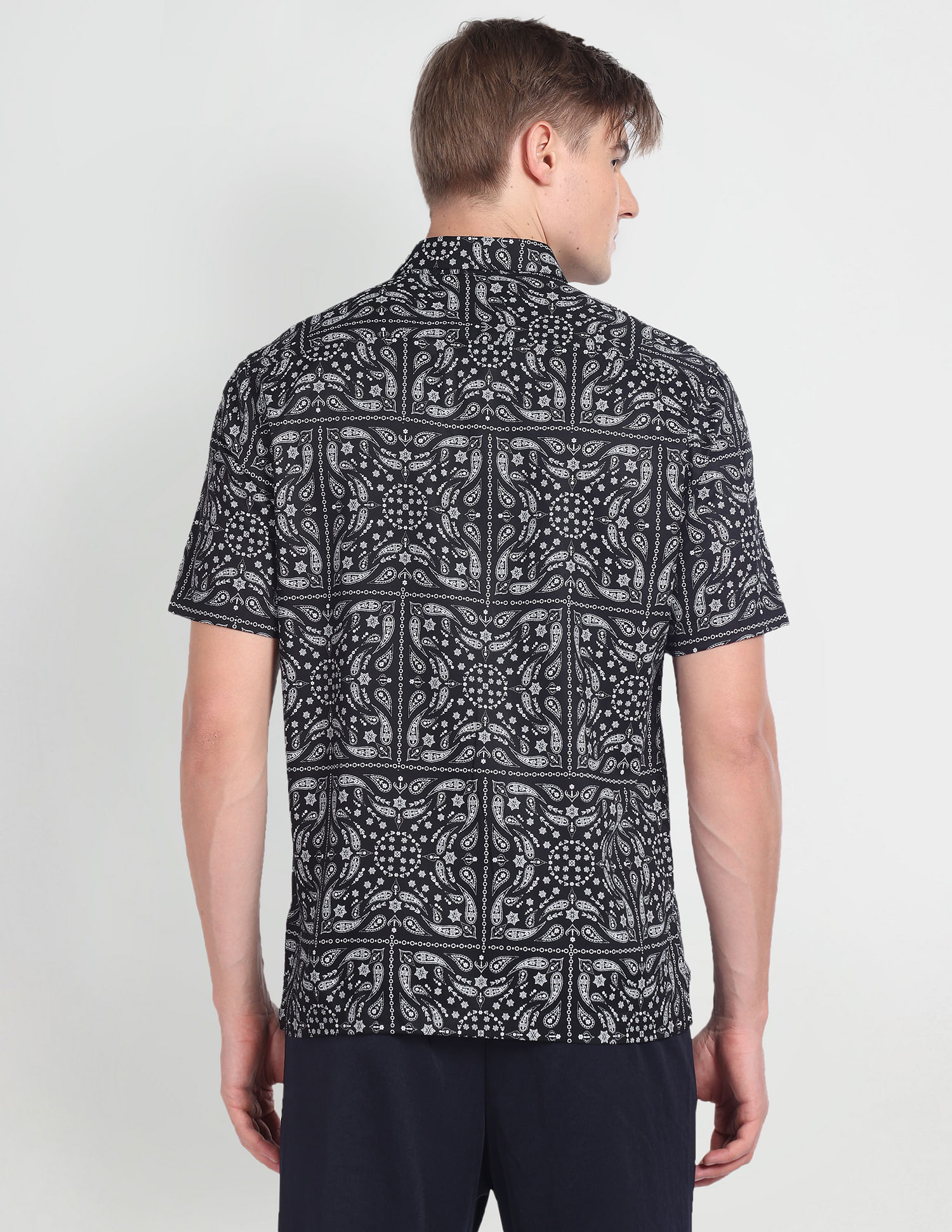 Flying Machine Short Sleeve Paisley Print Shirt