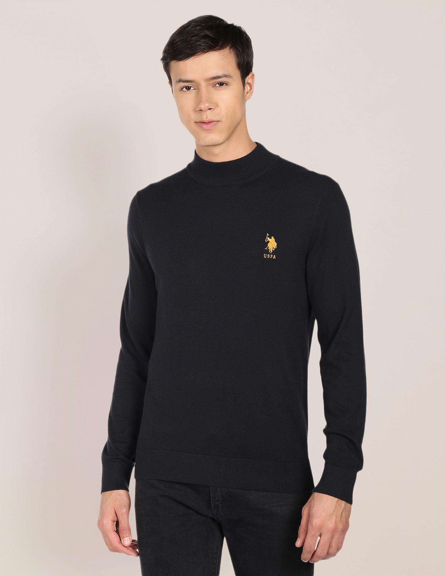 U.S. Polo Assn. Mock Neck Solid Sweater