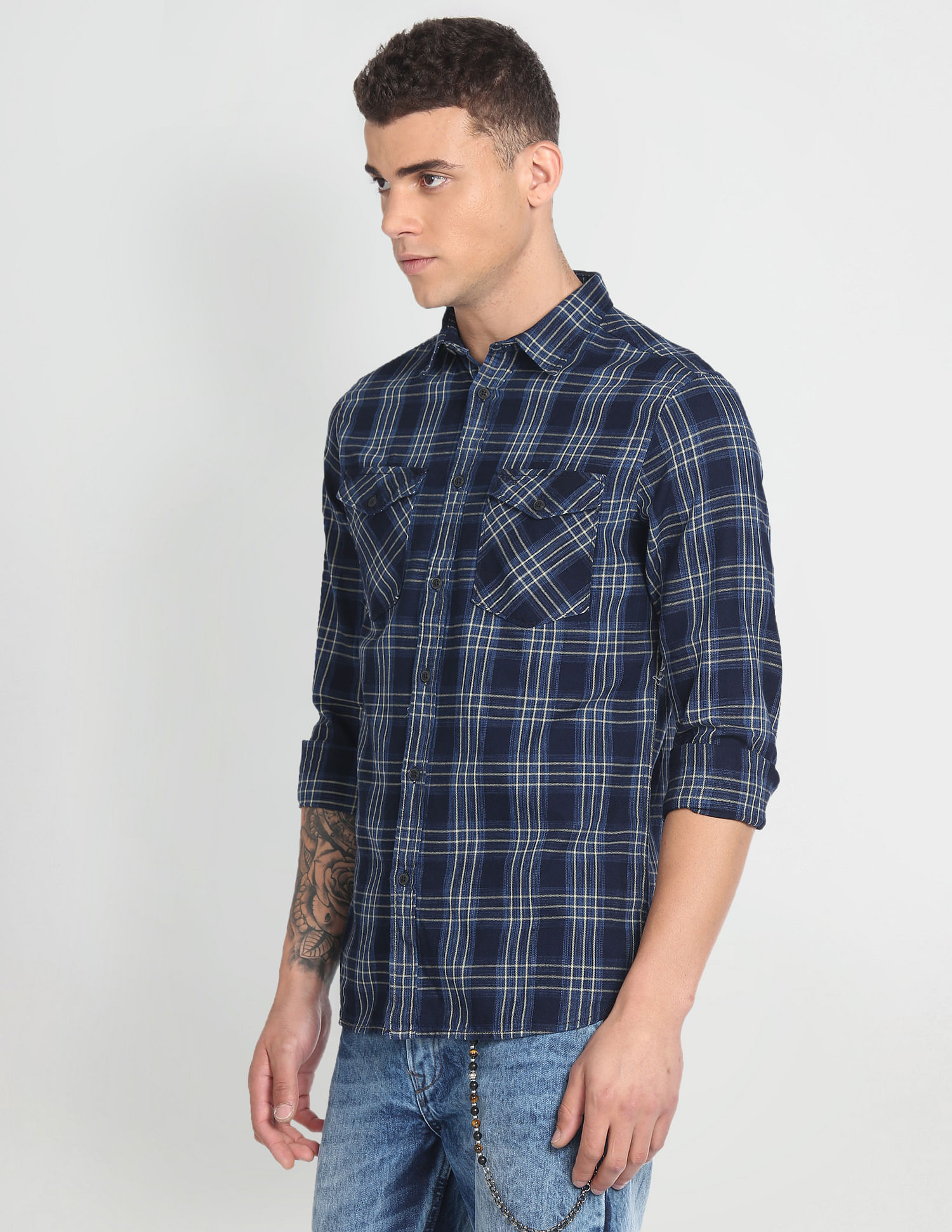 Flying Machine Dual Pocket Tartan Shirt